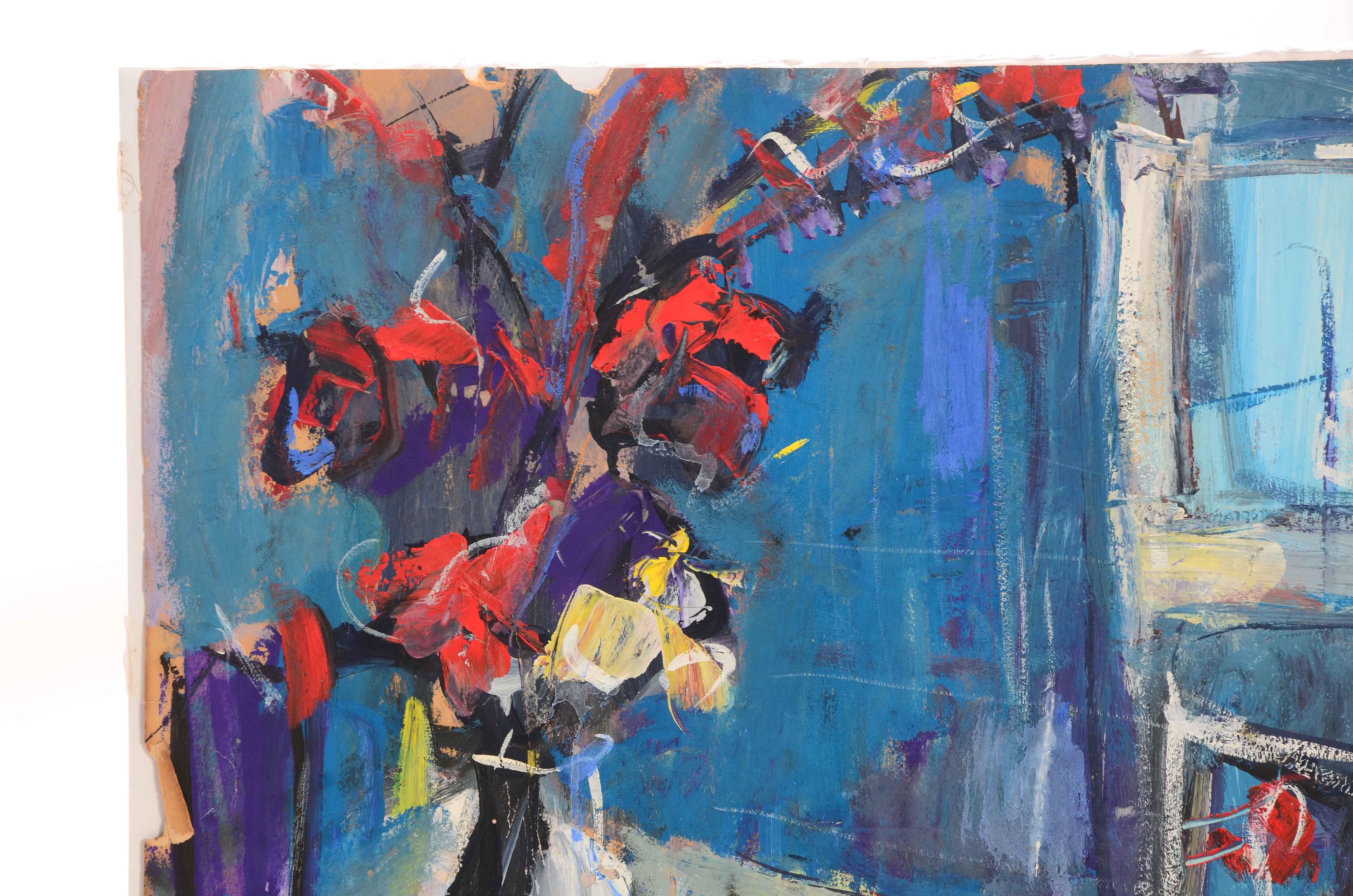 Alexander Redein Signed Original Oil Painting on Paper of an Interior Scene