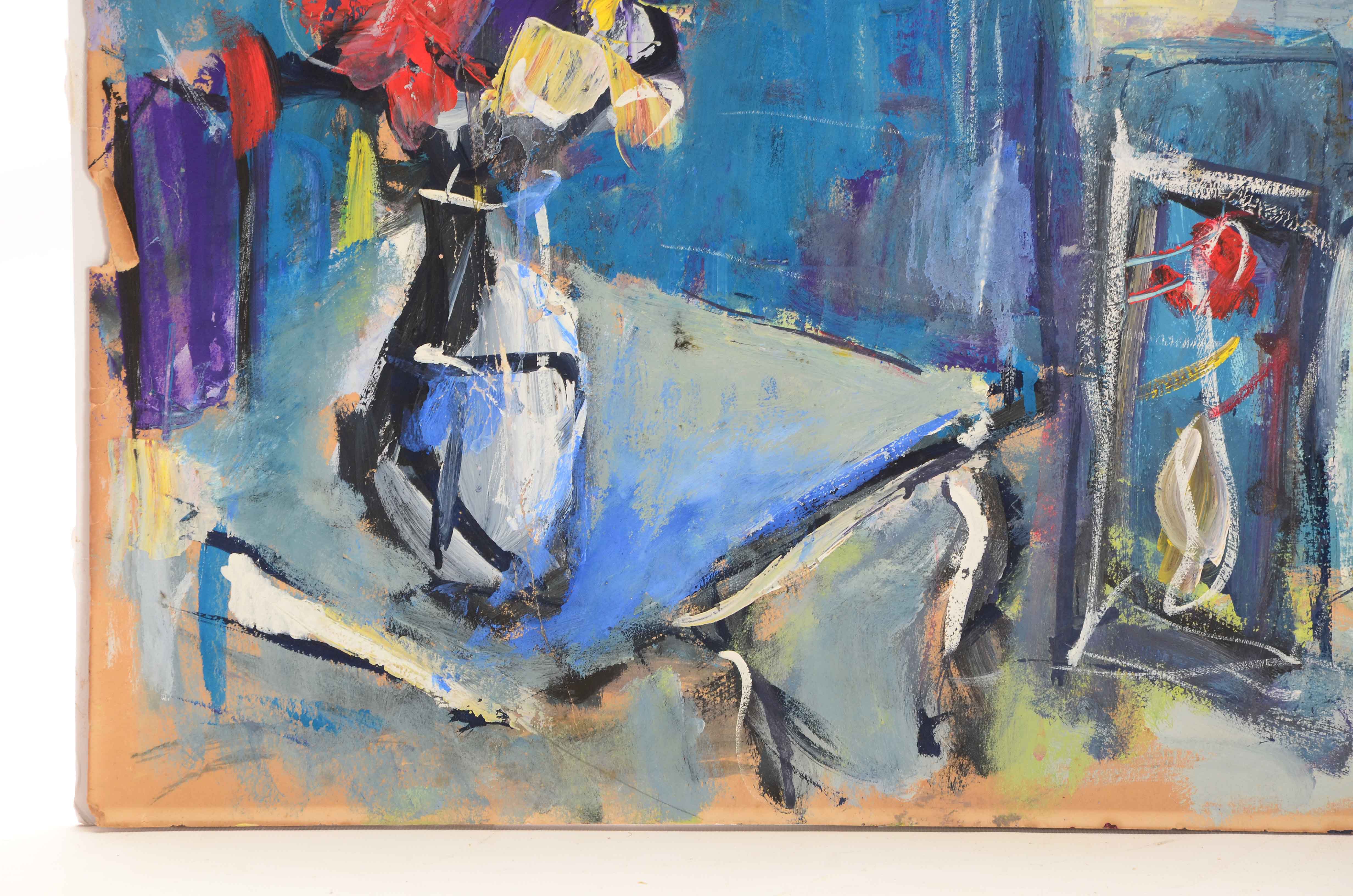 Alexander Redein Signed Original Oil Painting on Paper of an Interior Scene