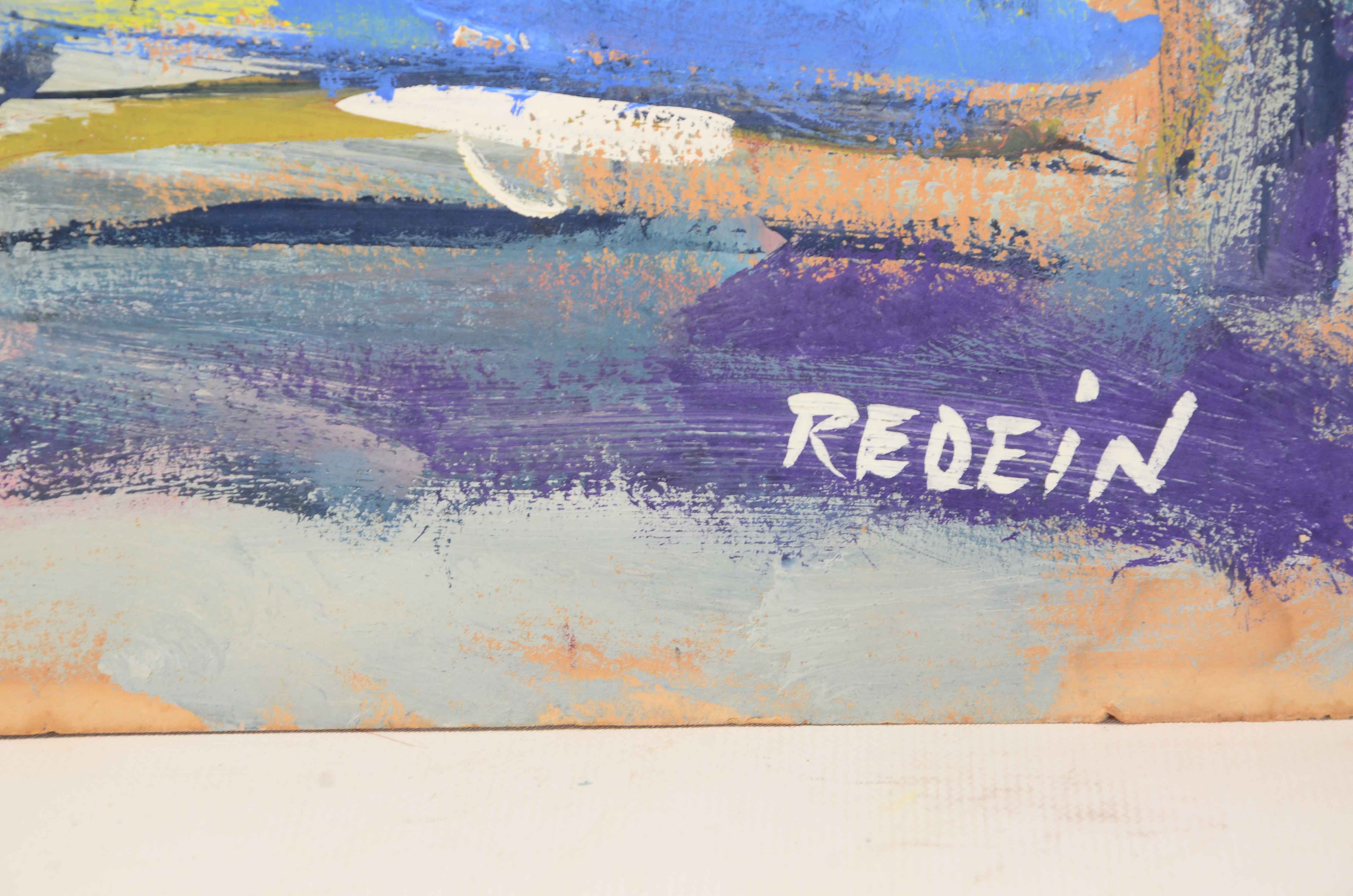 Alexander Redein Signed Original Oil Painting on Paper of an Interior Scene