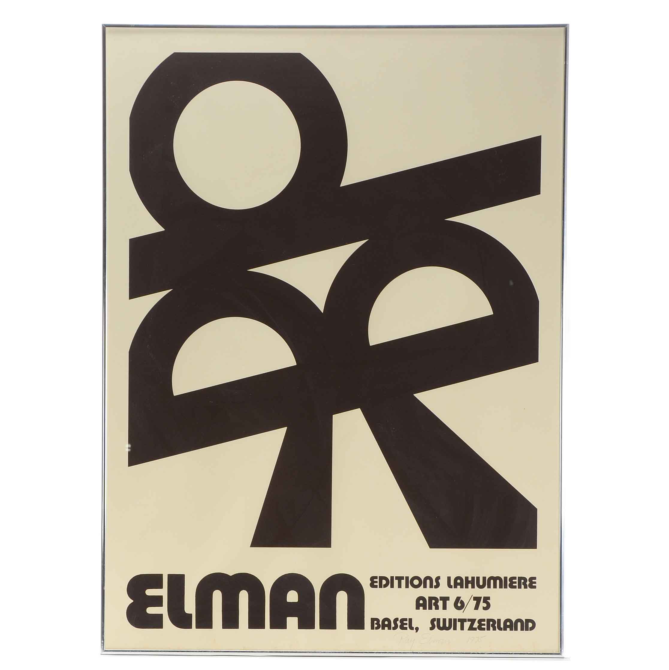 Raymond Elman Signed Lithographic Exhibition Poster