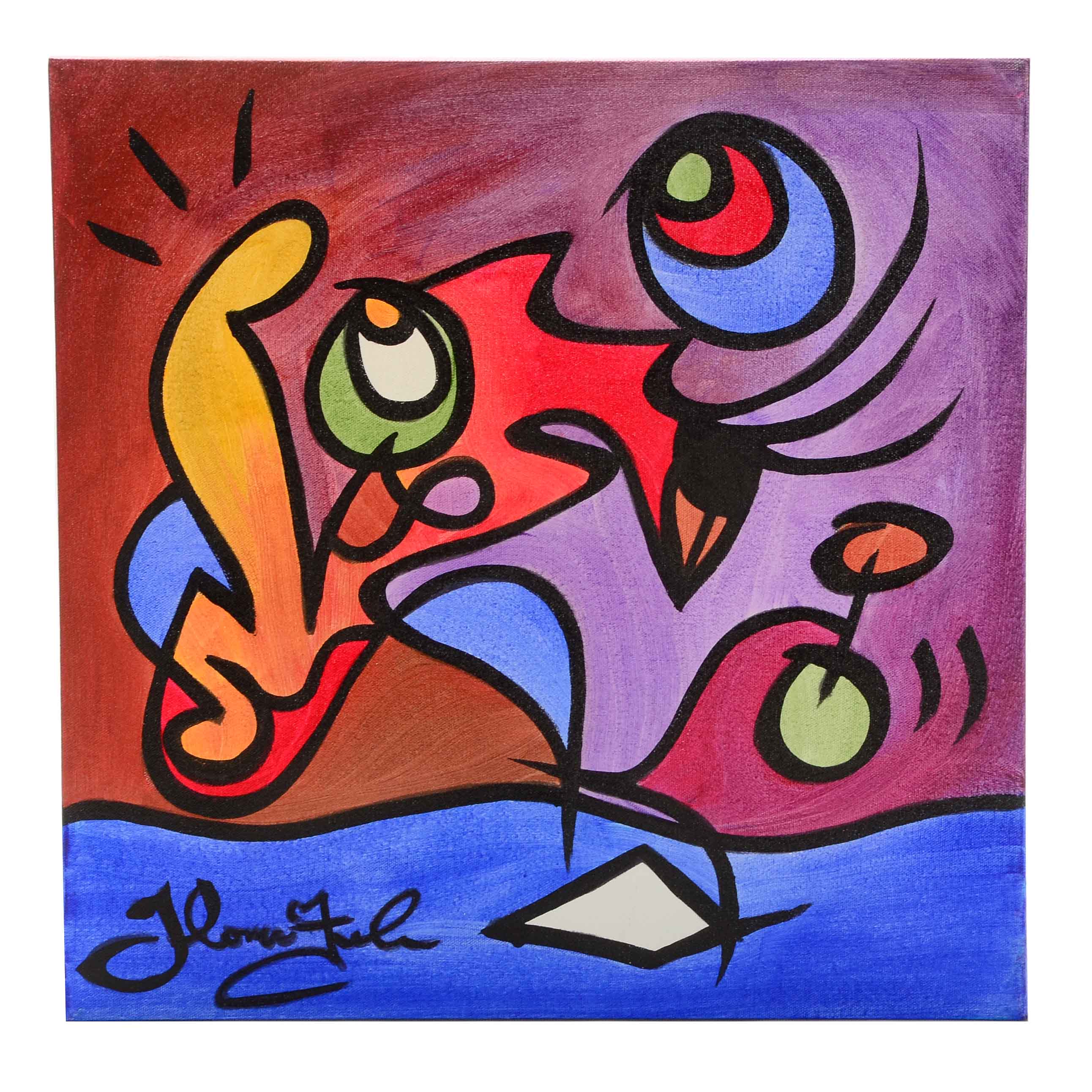 Thomas Fedro Signed Acrylic Pop Art Painting