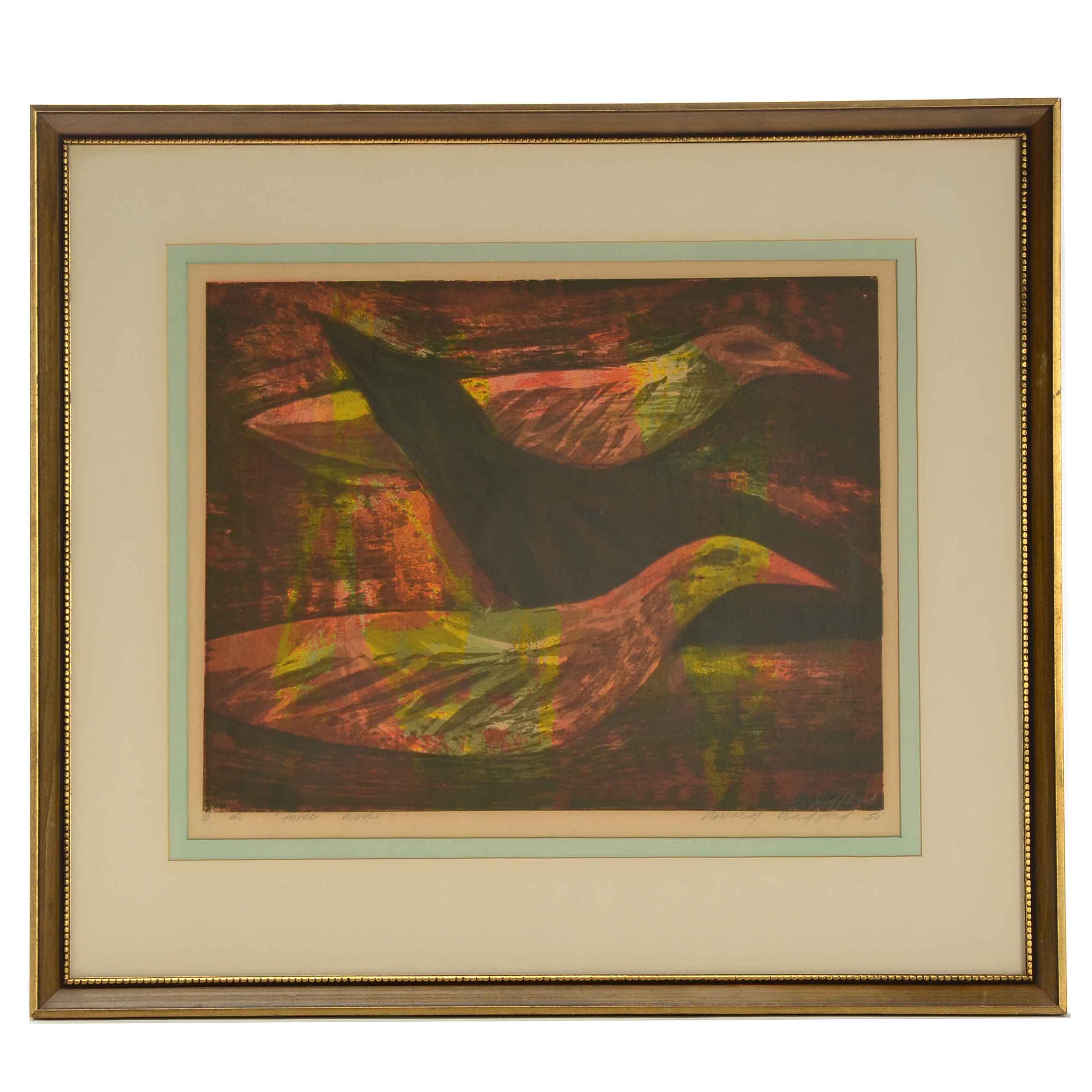 Howard Bradford Serigraph "Three Birds"