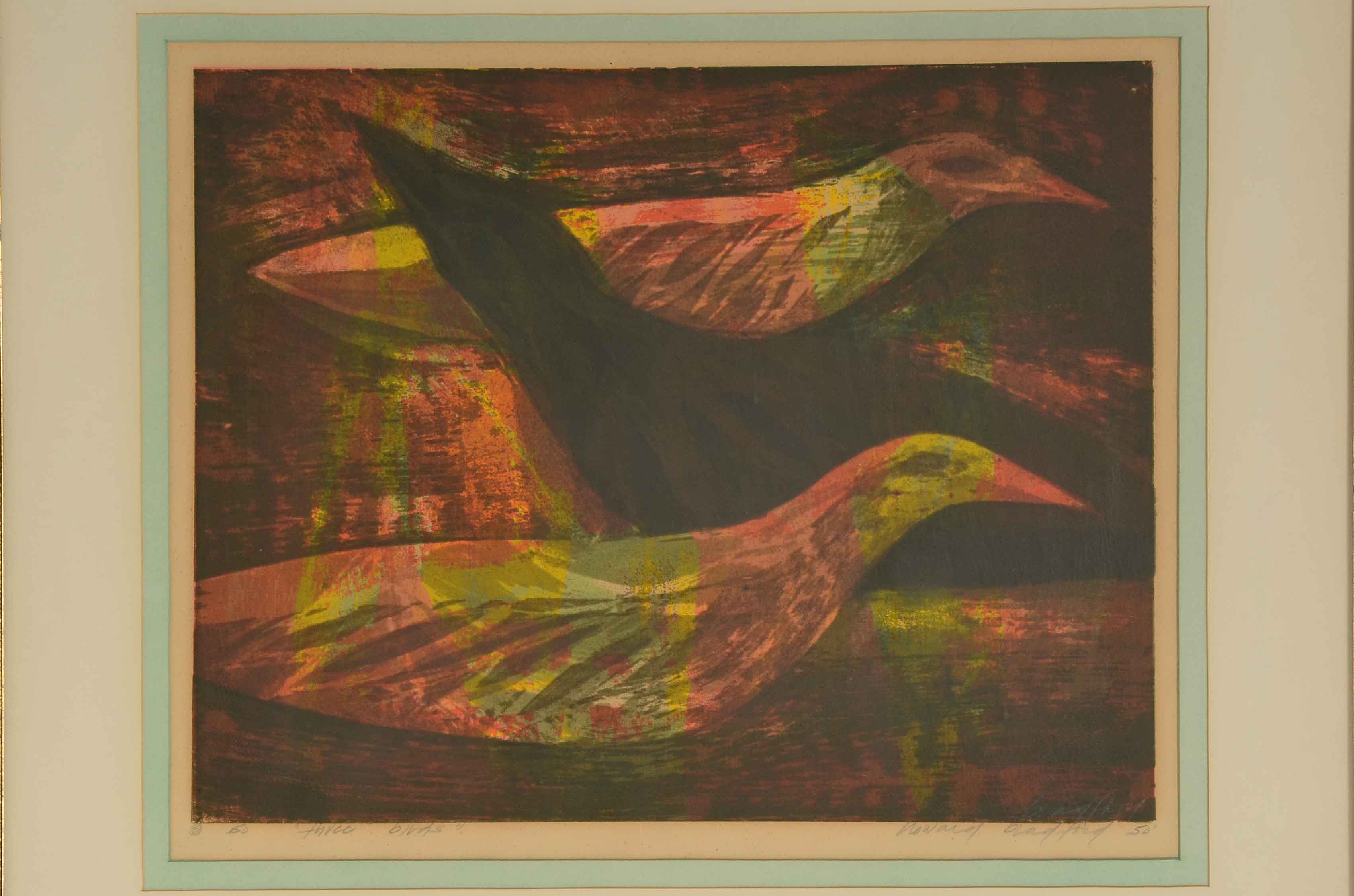 Howard Bradford Serigraph "Three Birds"