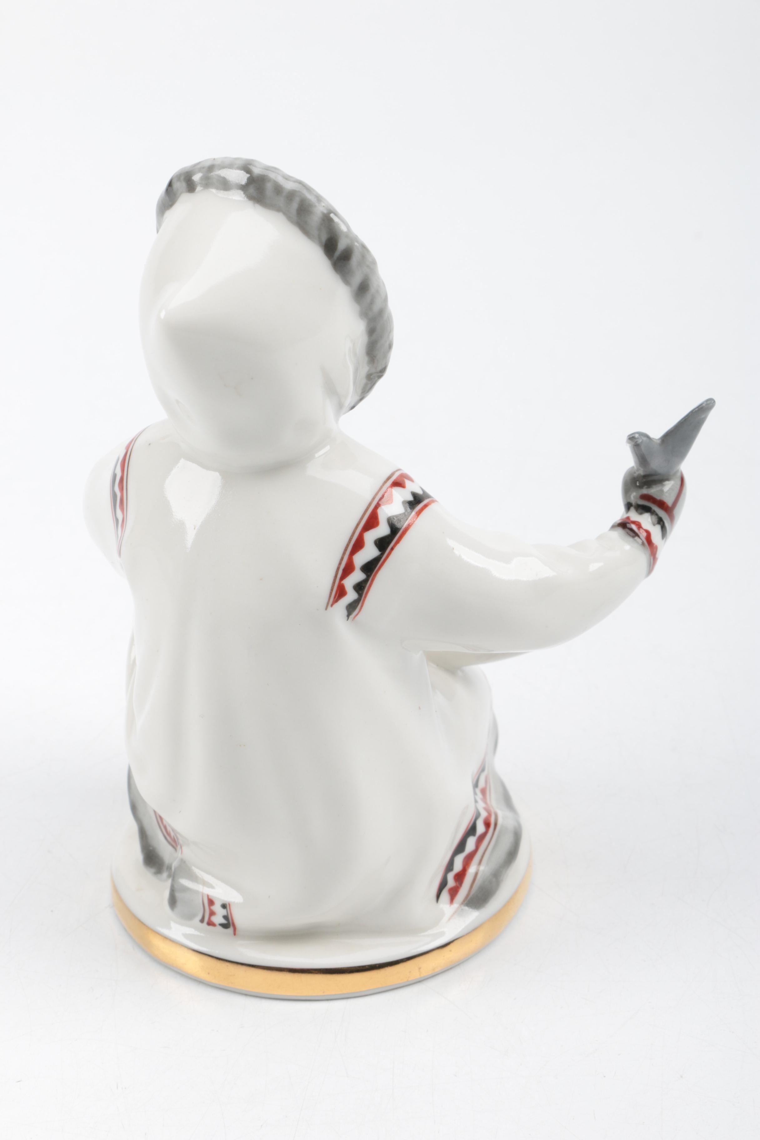 Lomonosov Eskimo Girl Fishing Figurine