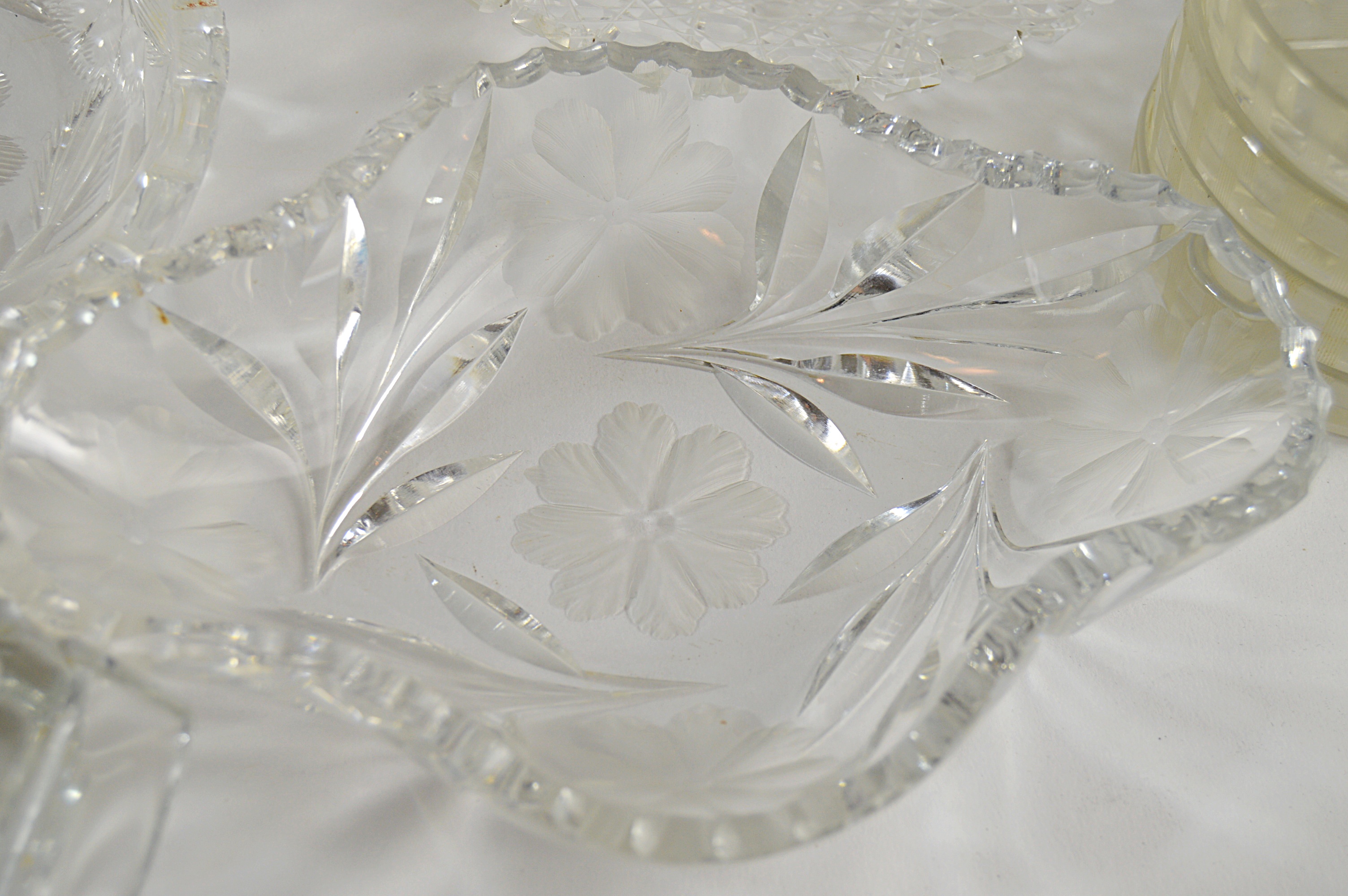 Vintage Cut Glass Serve Ware with Marked Compote