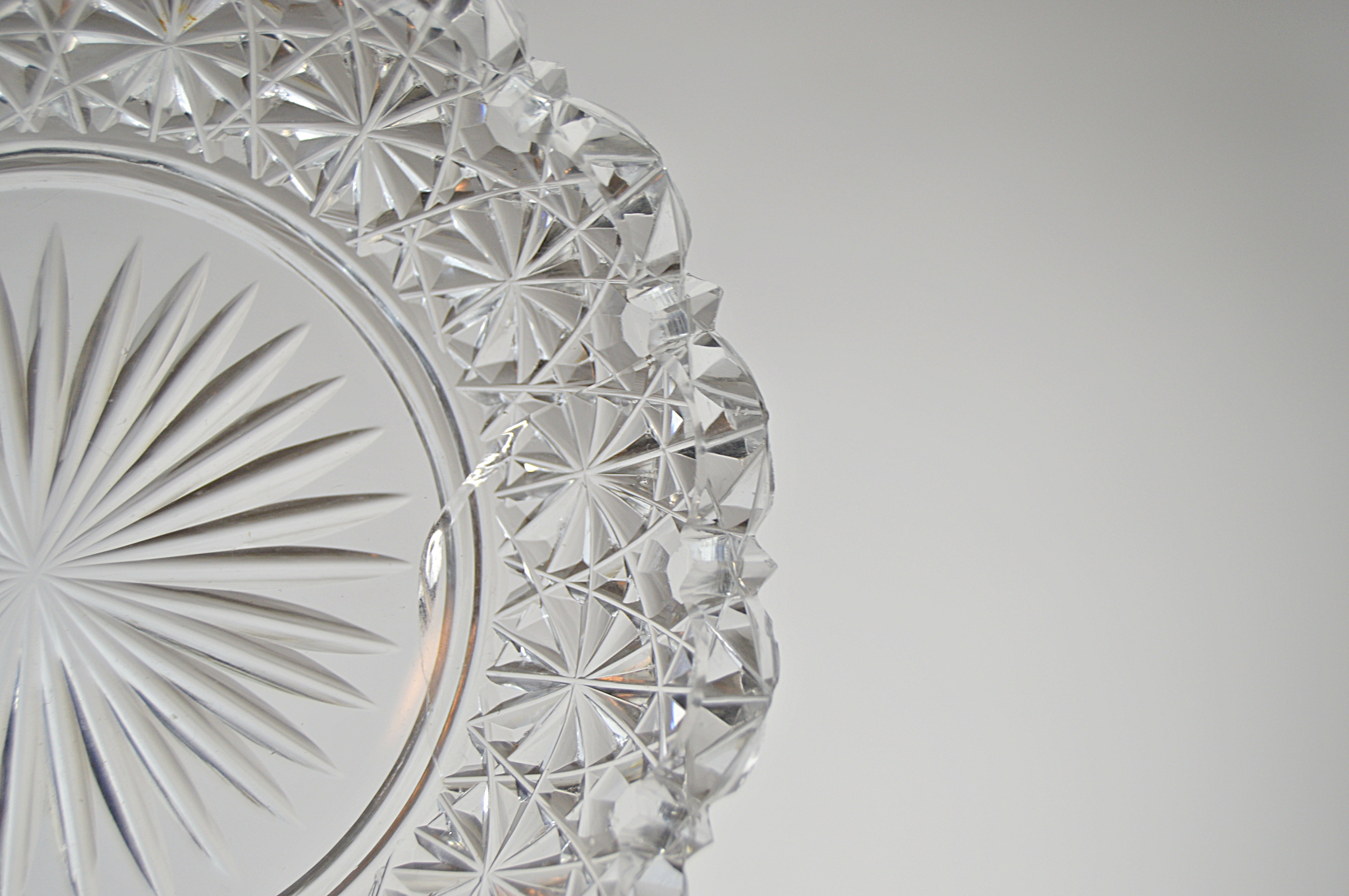 Vintage Cut Glass Serve Ware with Marked Compote