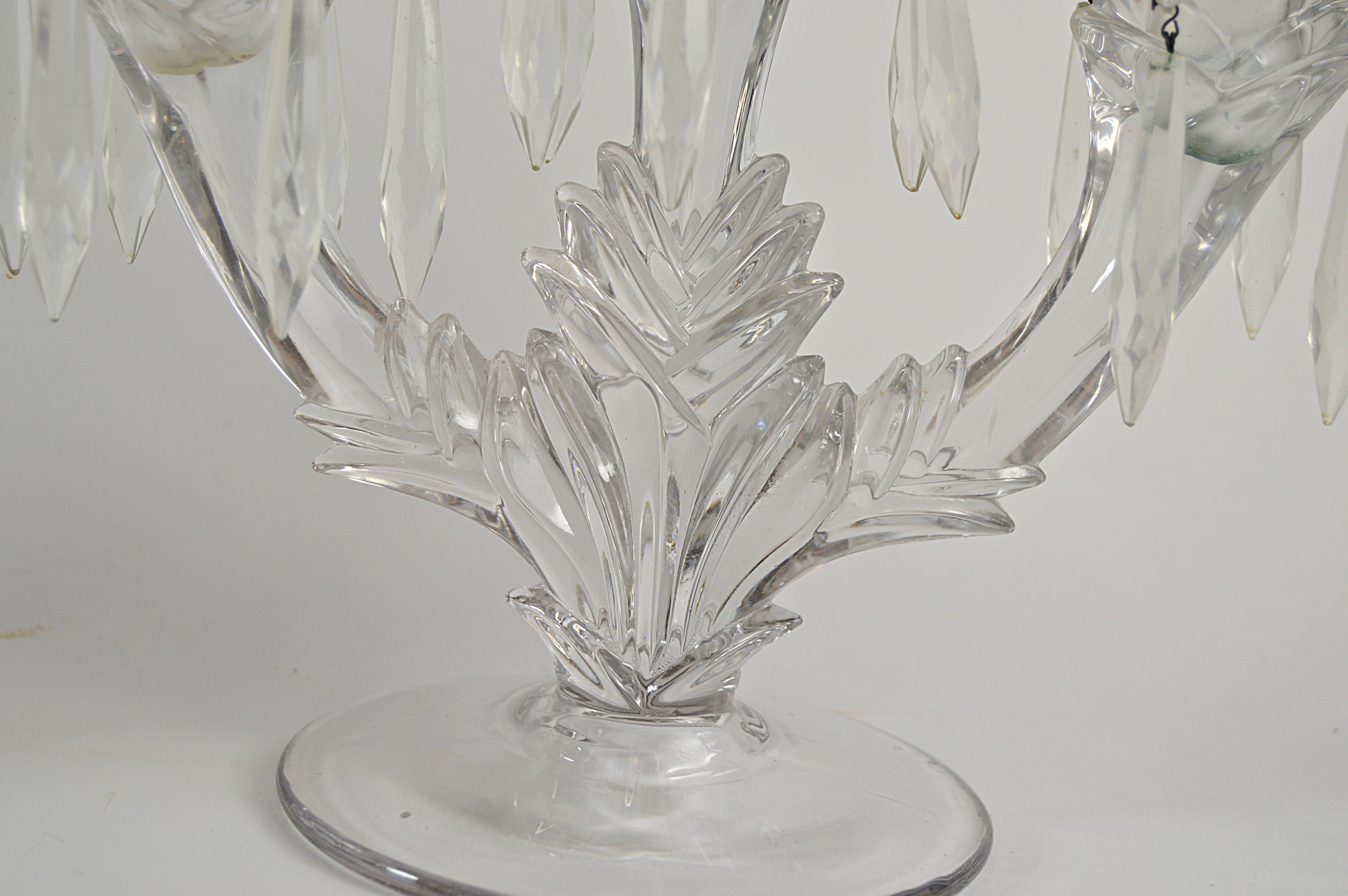 Vintage Pair of Crystal Girandoles with Prisms