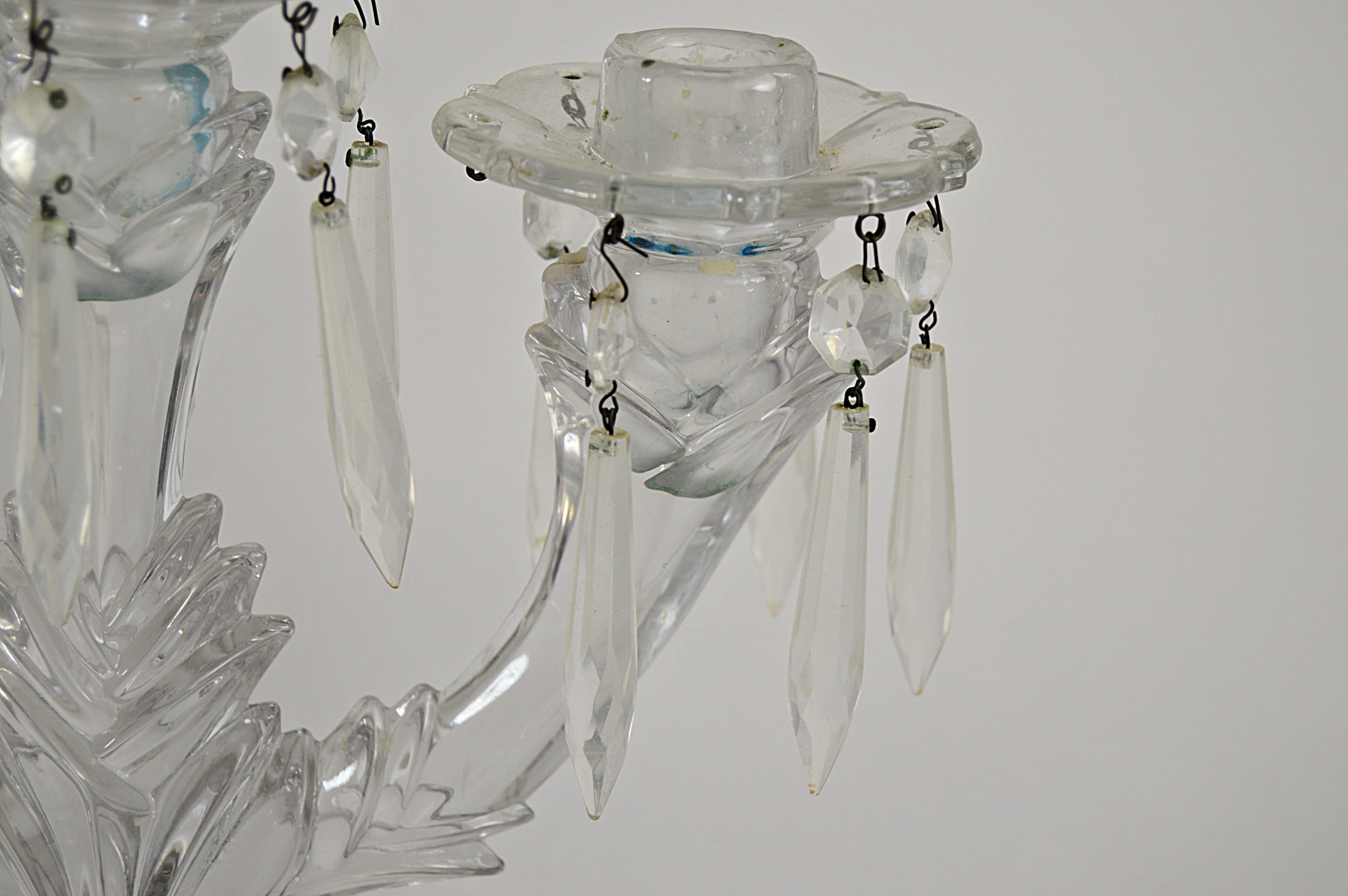 Vintage Pair of Crystal Girandoles with Prisms