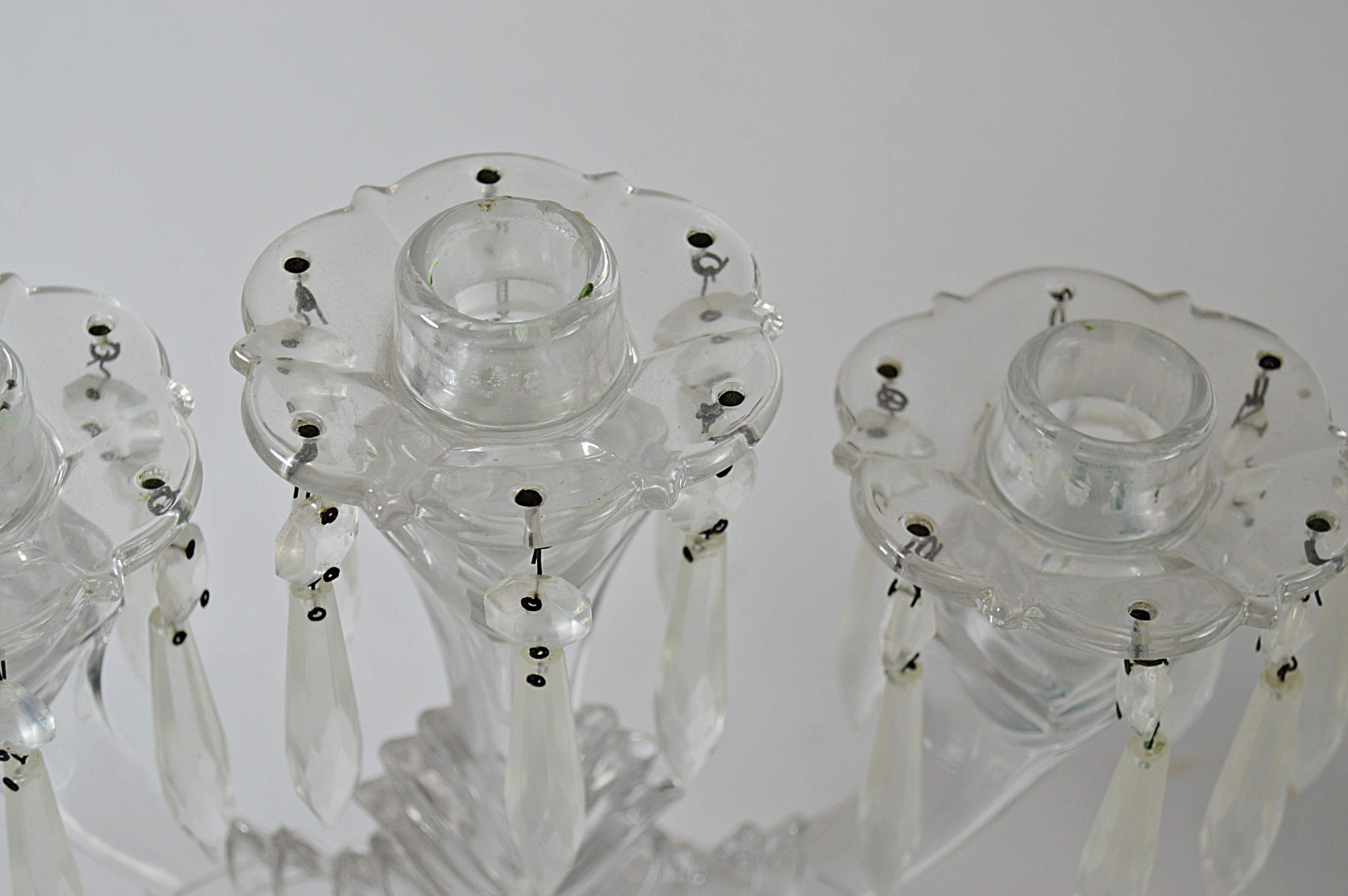 Vintage Pair of Crystal Girandoles with Prisms