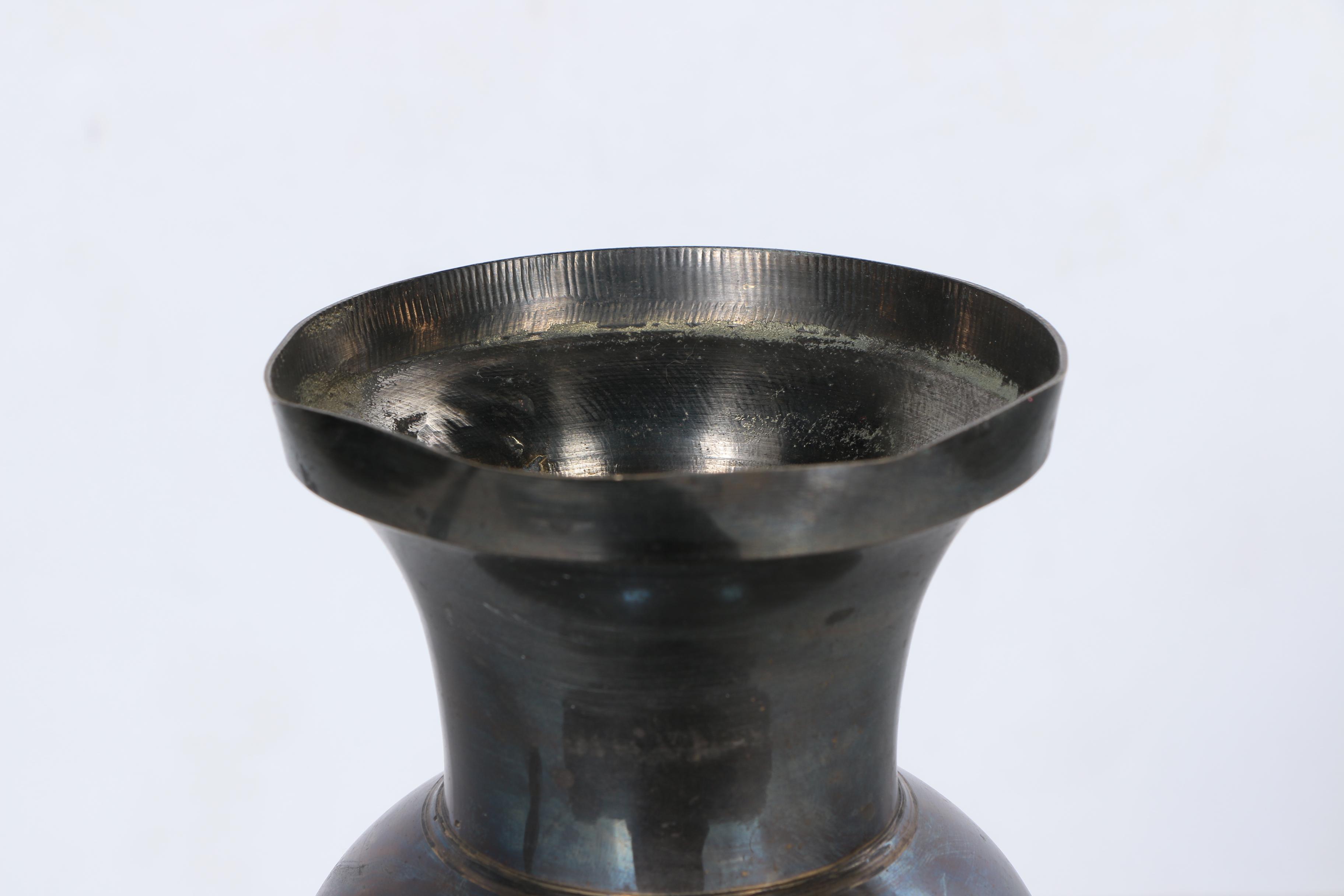 Pair of Etched Brass Vases