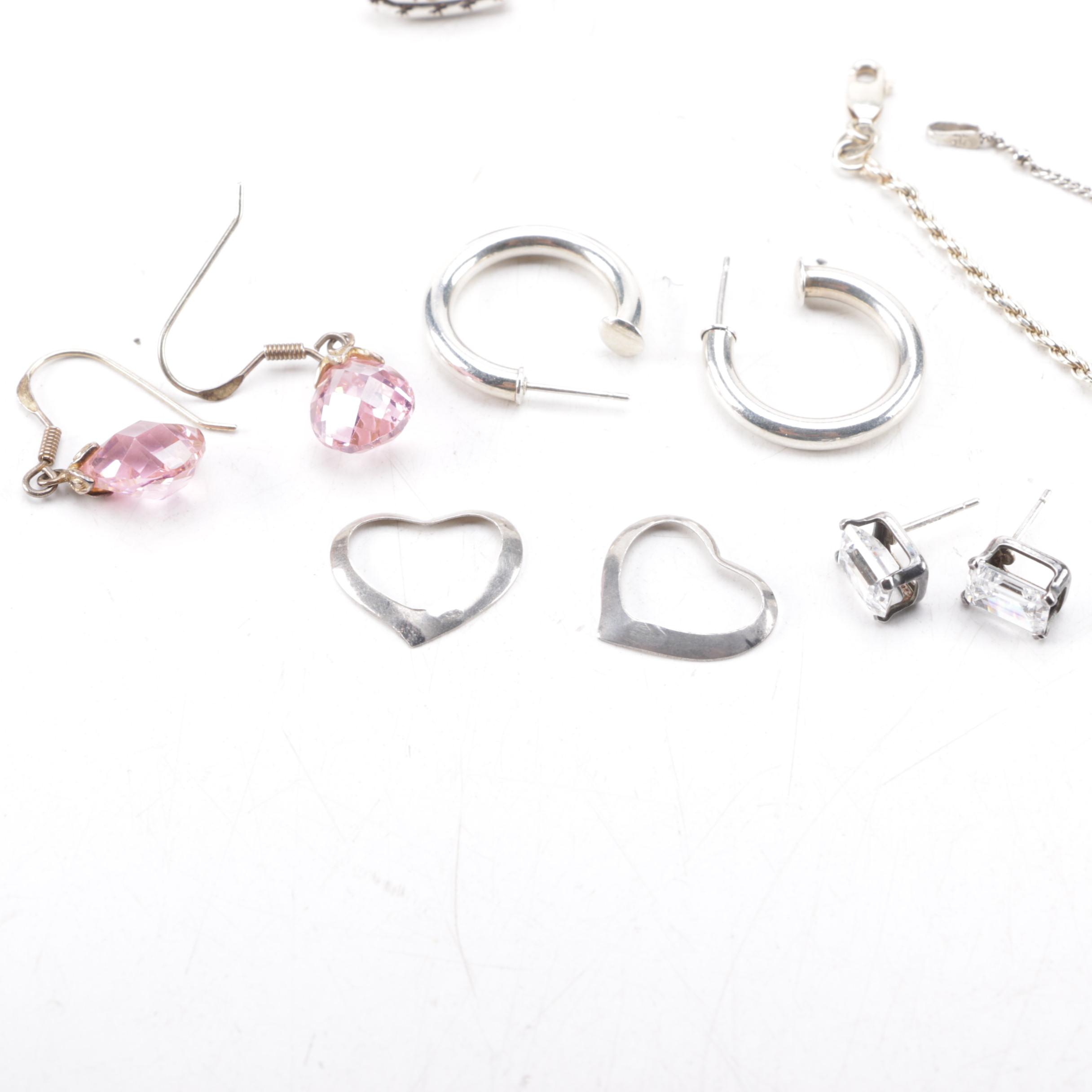 Sterling Silver Jewelry Including Amethyst Ring