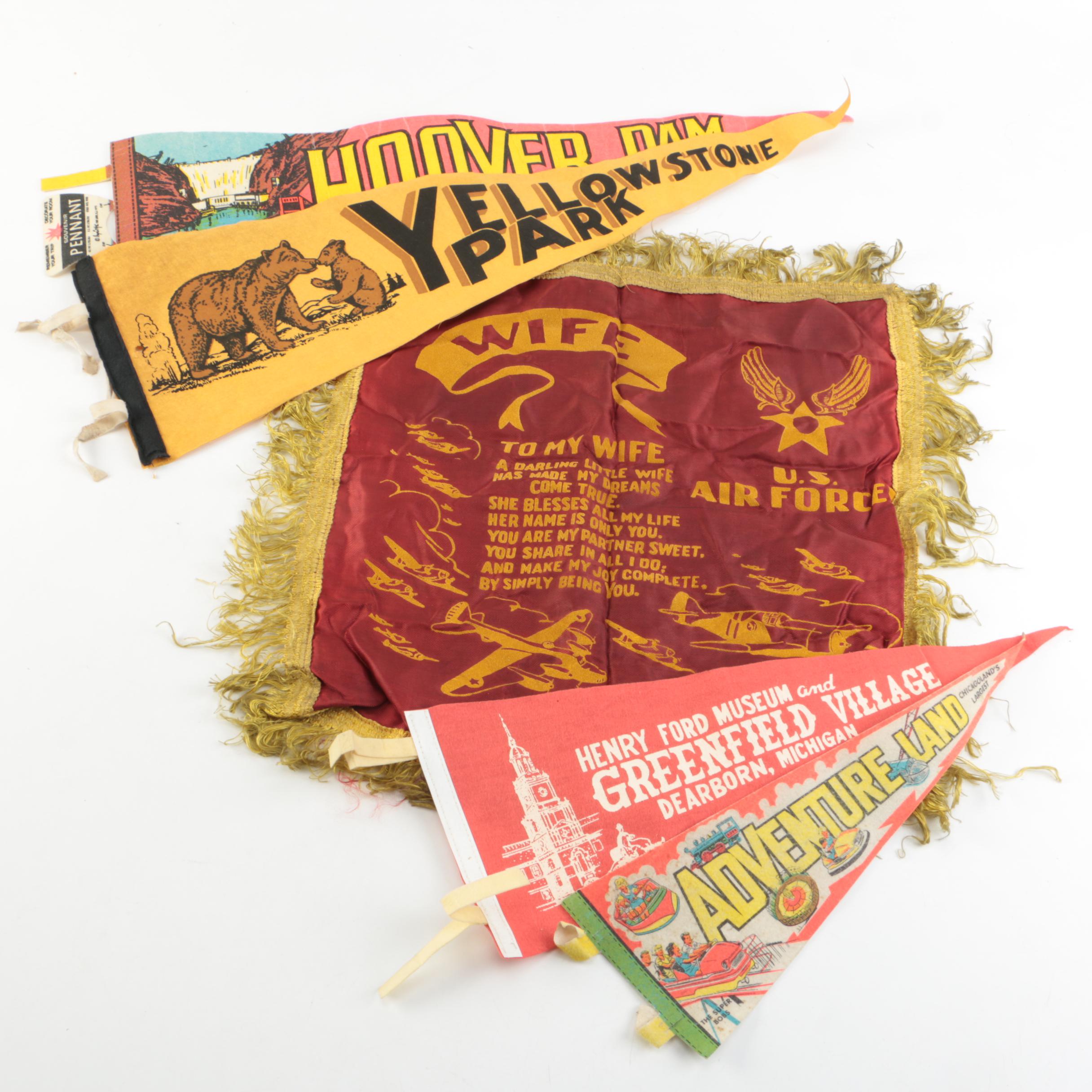 Vintage Pennants and USAF Wife Flag