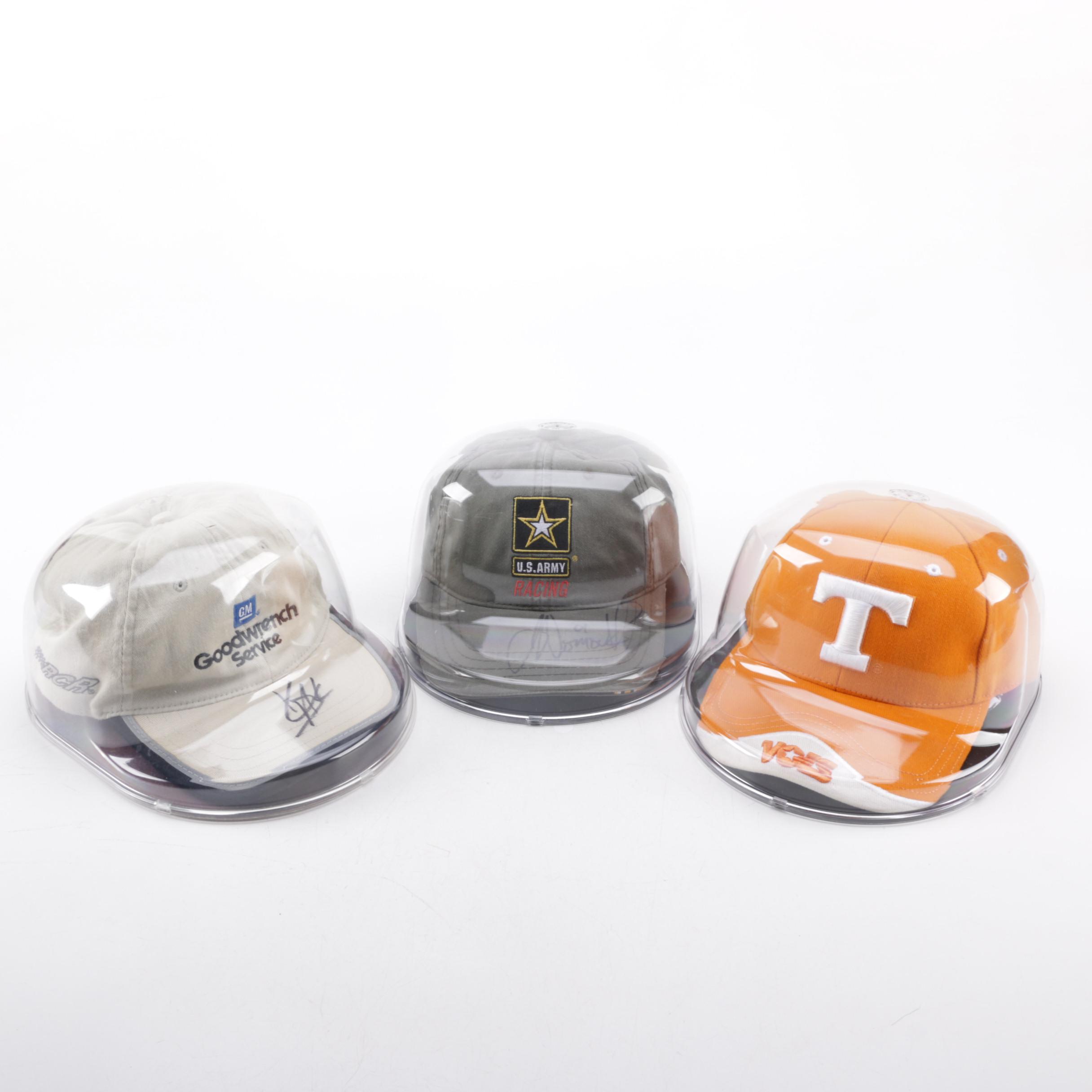 Autographed Joe Nemechek and Kevin Harvick Baseball Caps and Others