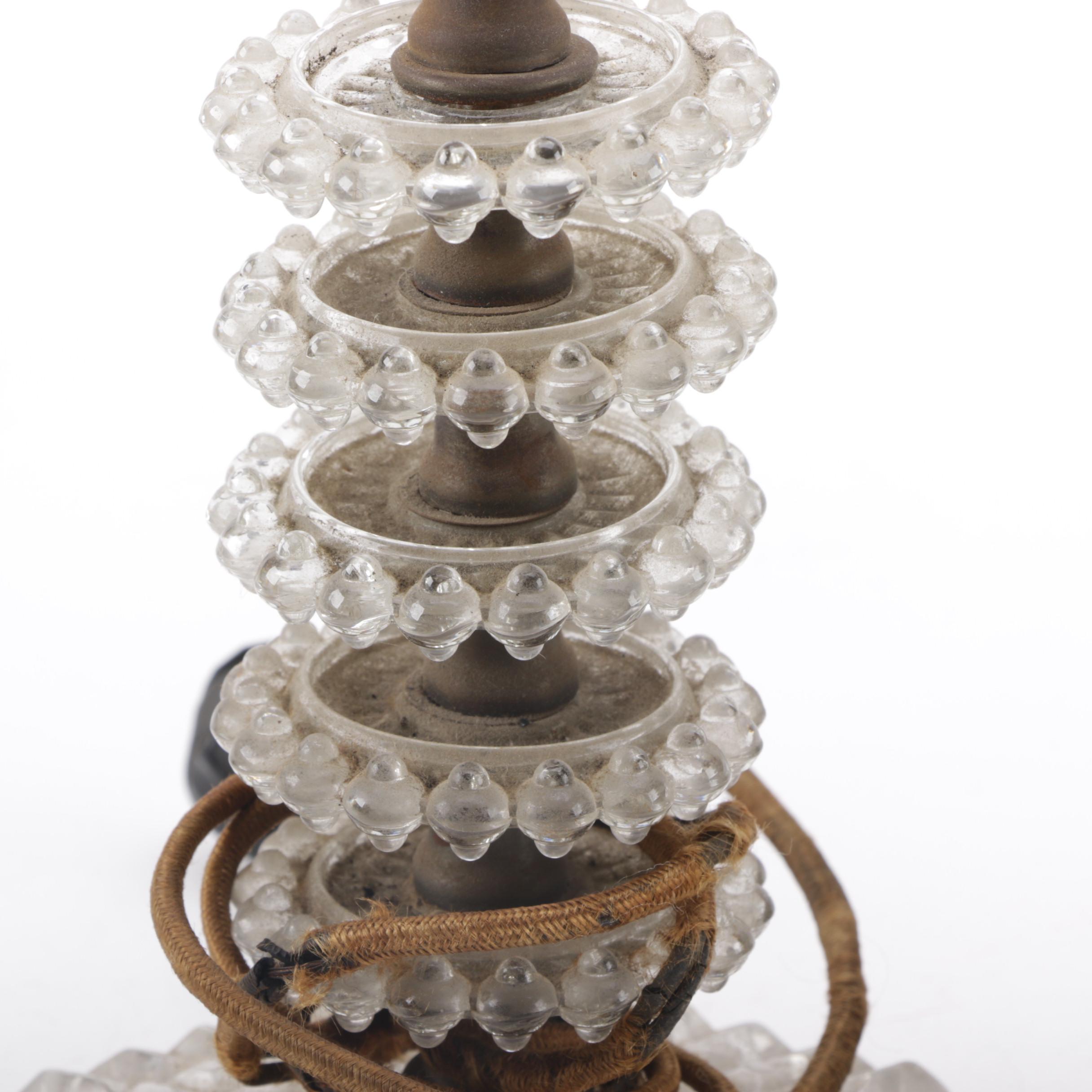 Vintage Hobnail Glass Candlestick Lamps
