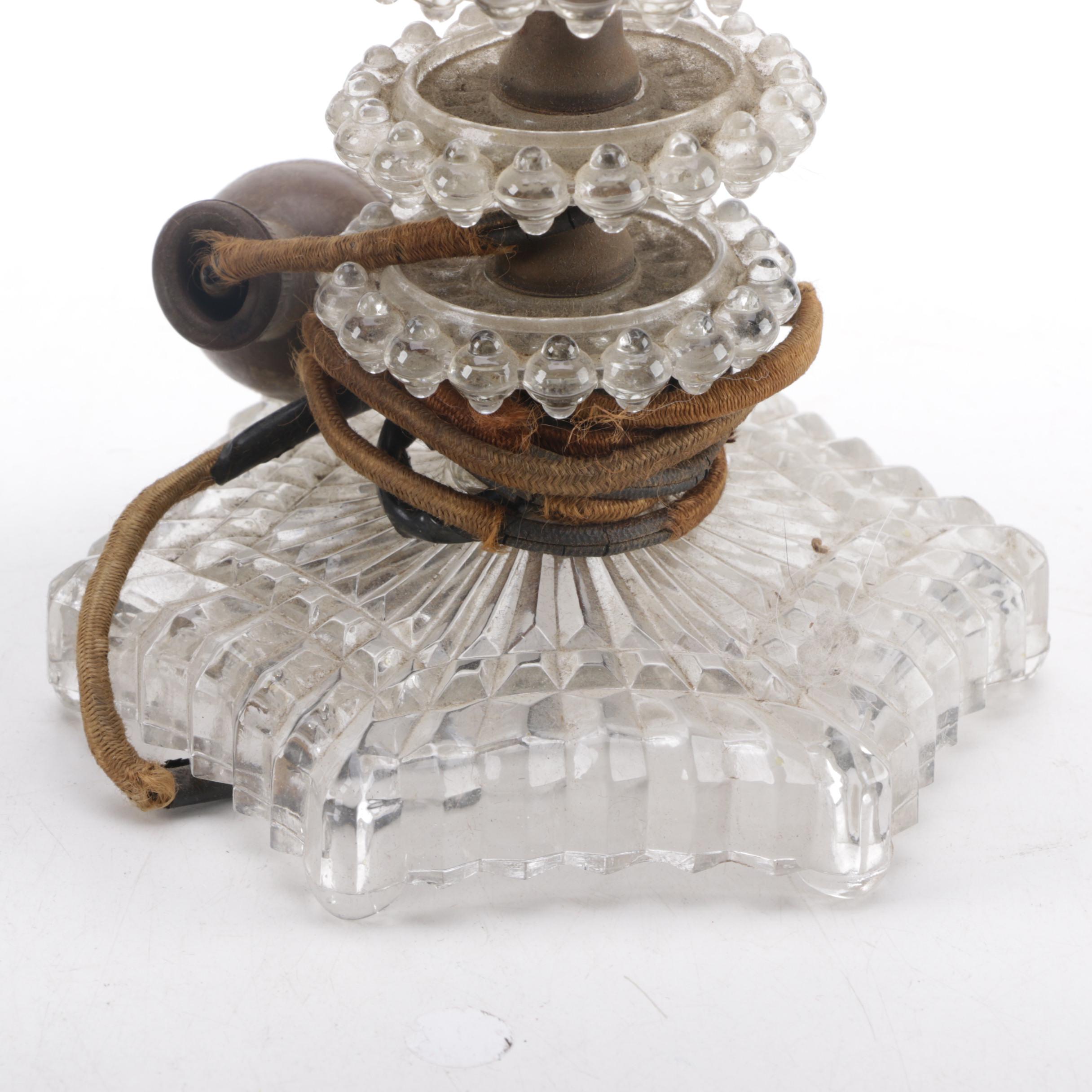 Vintage Hobnail Glass Candlestick Lamps