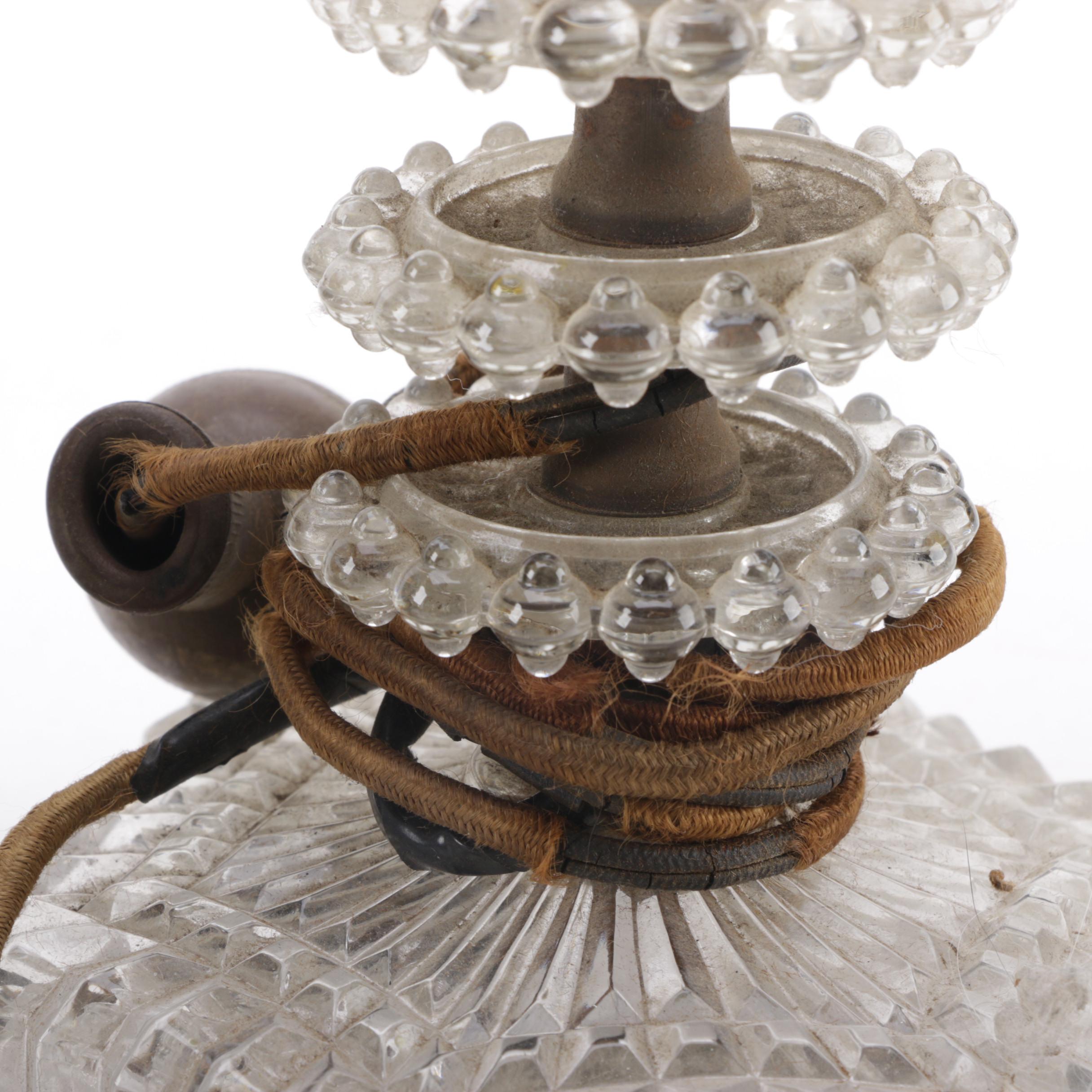 Vintage Hobnail Glass Candlestick Lamps