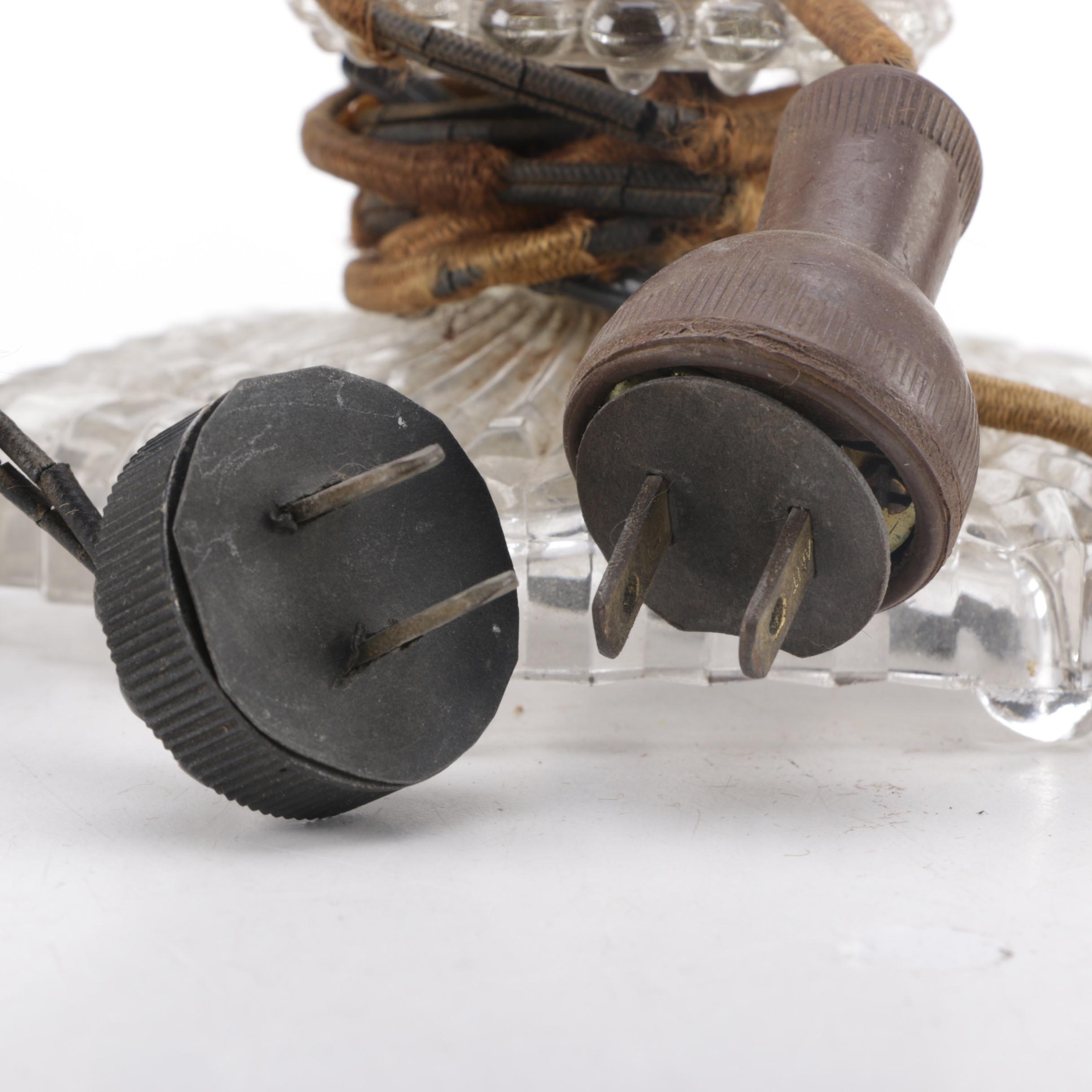 Vintage Hobnail Glass Candlestick Lamps