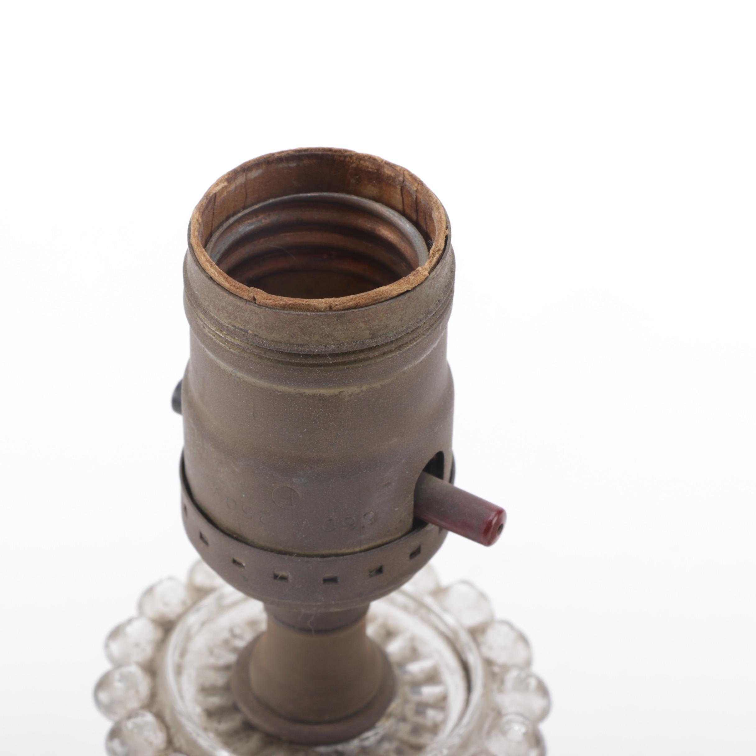 Vintage Hobnail Glass Candlestick Lamps