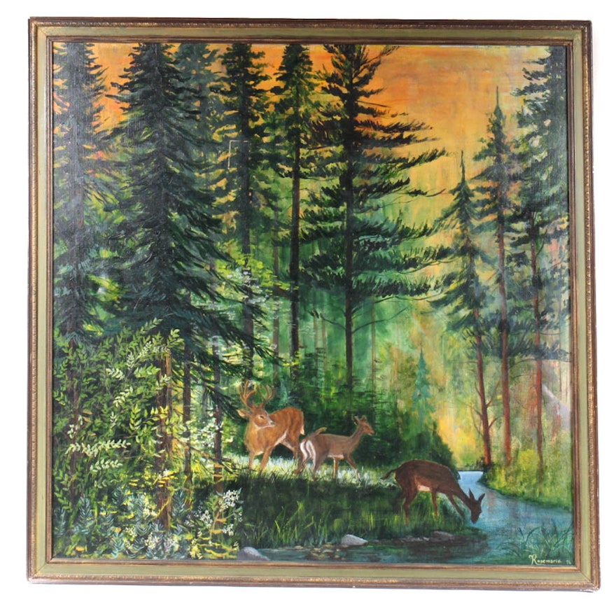 Original Oil on Canvas of Deer