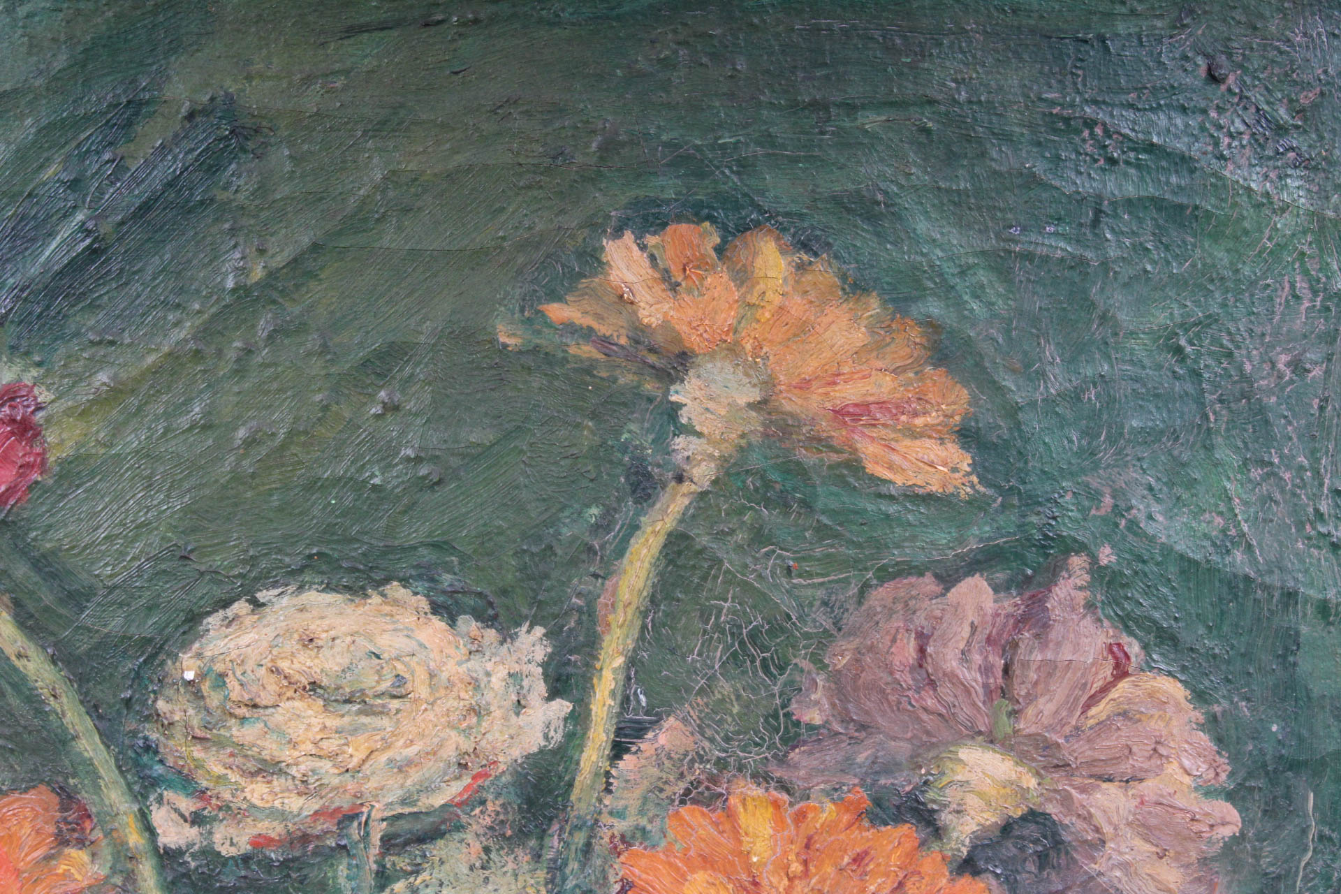 Oil on Canvas Still Life of Flowers