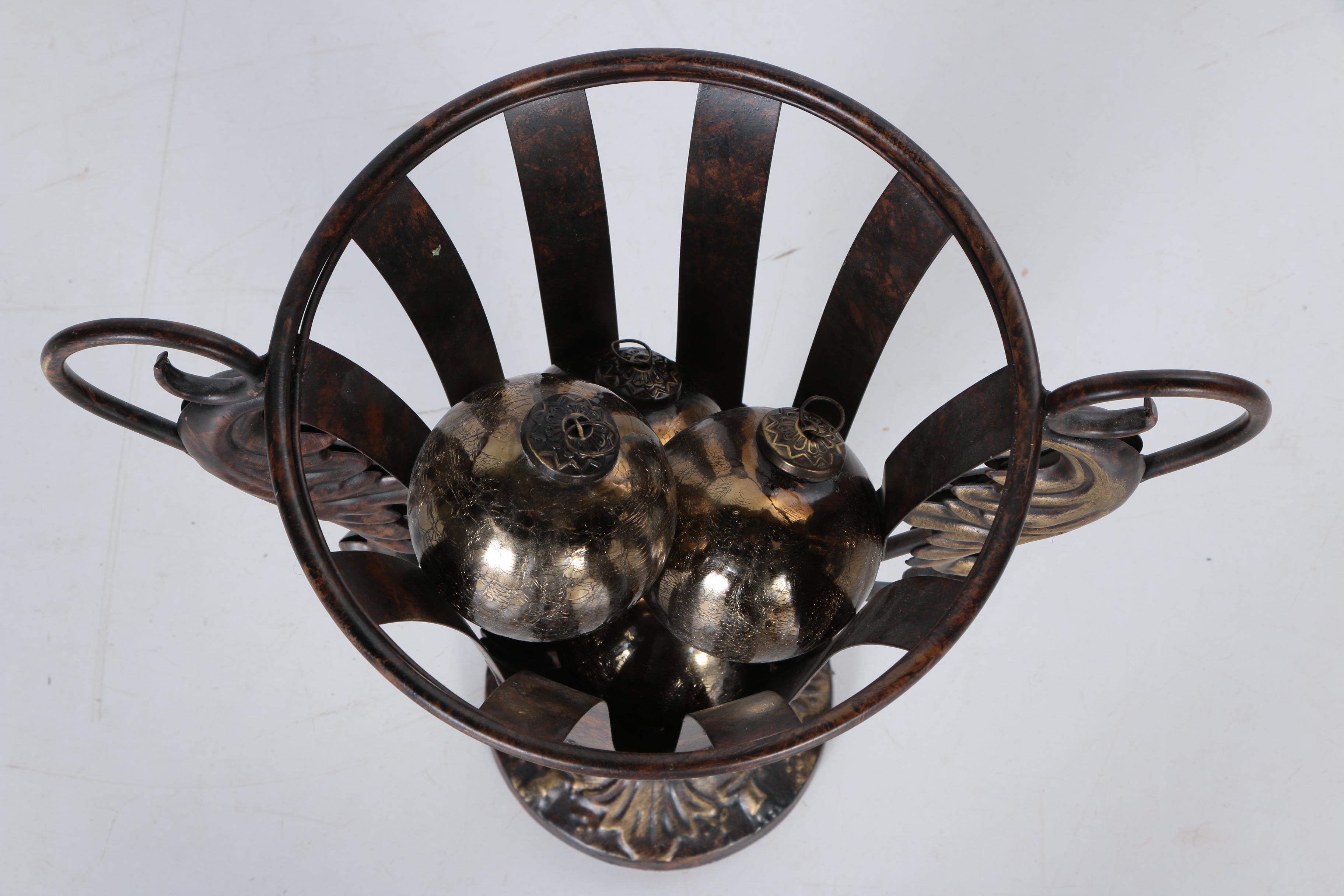 Pair of Decorative Metal Vase with Ornaments