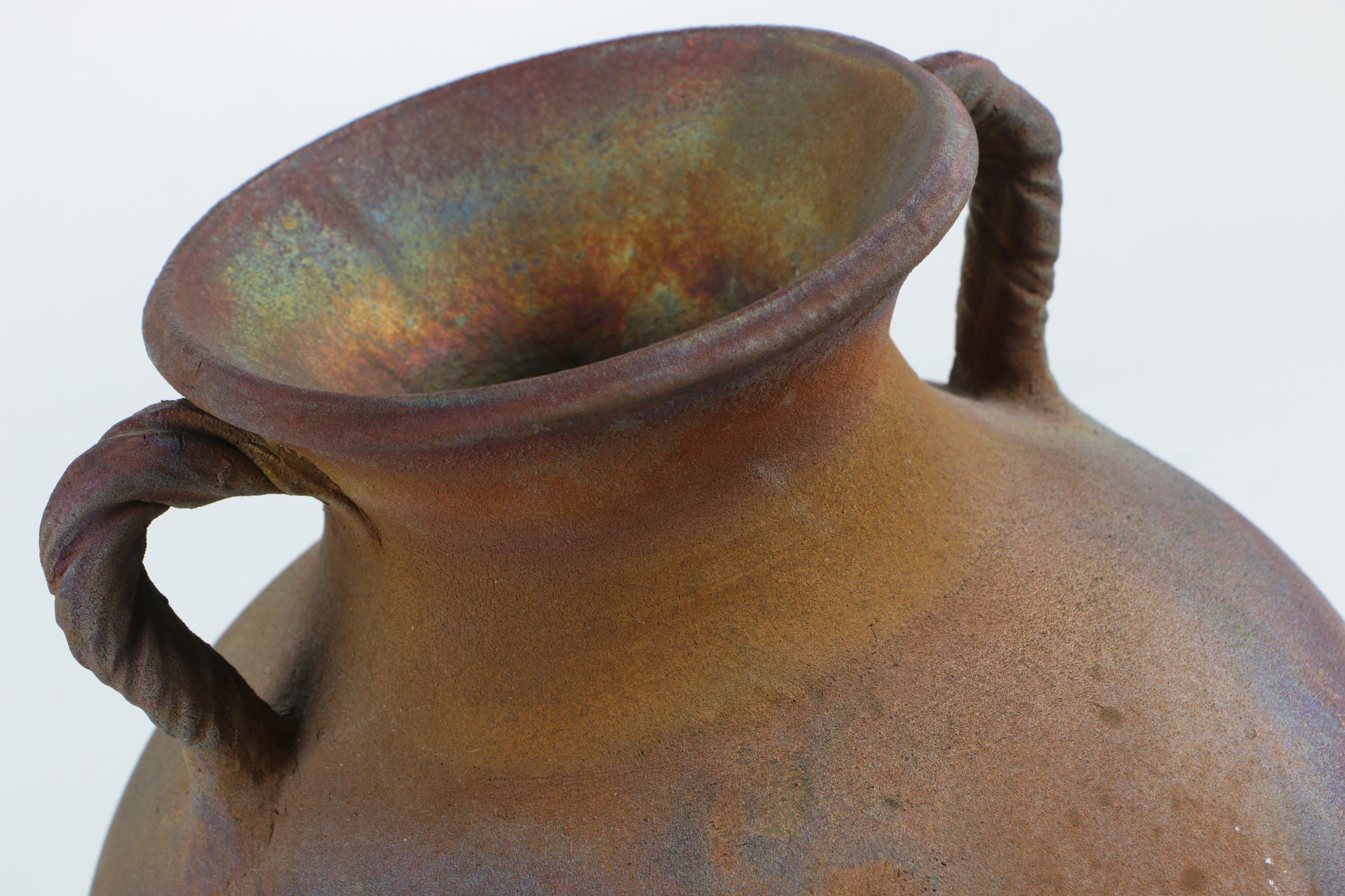 Signed Raku Art Pottery Vase