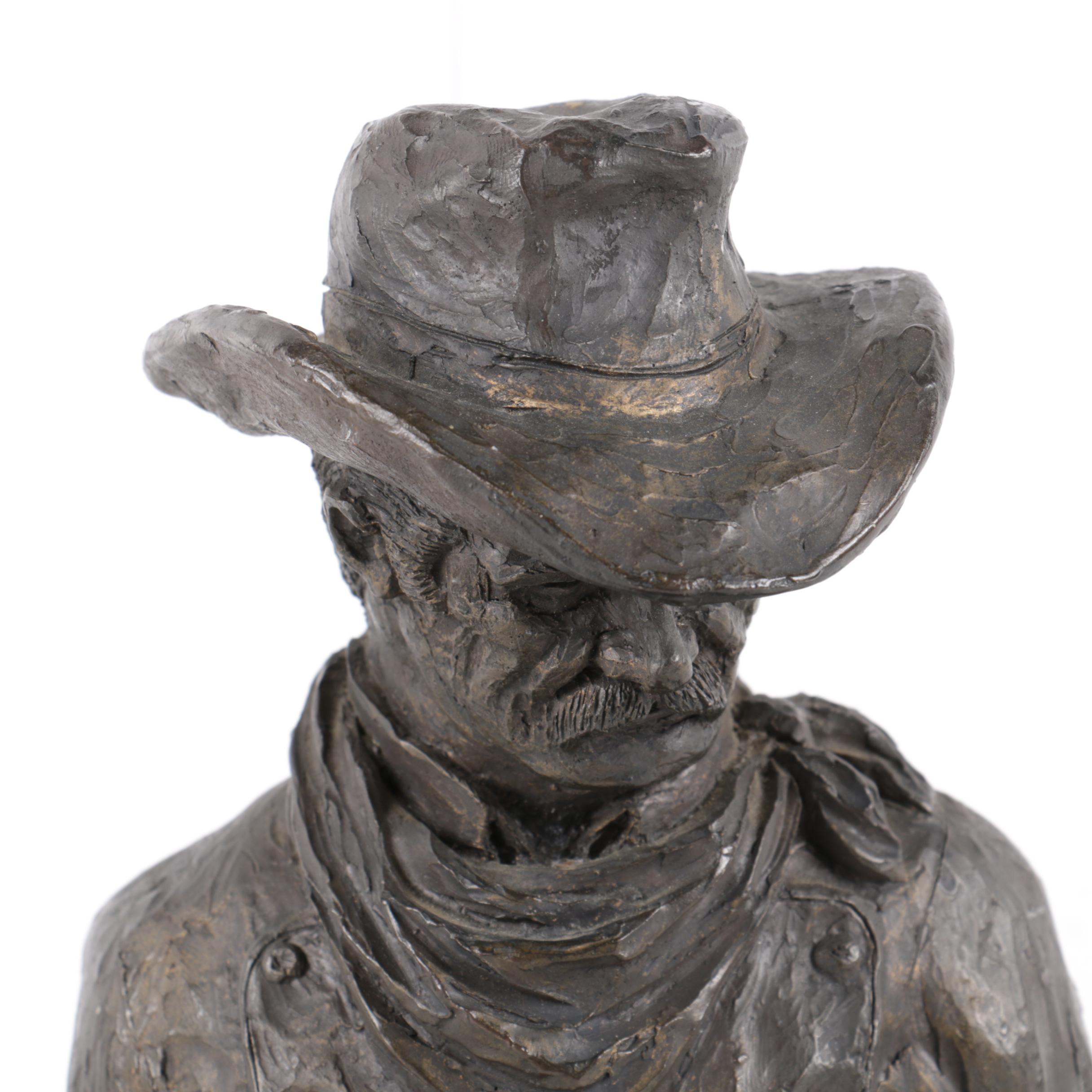 Largo Painted Ceramic Sculpture of Cowboy and Dog