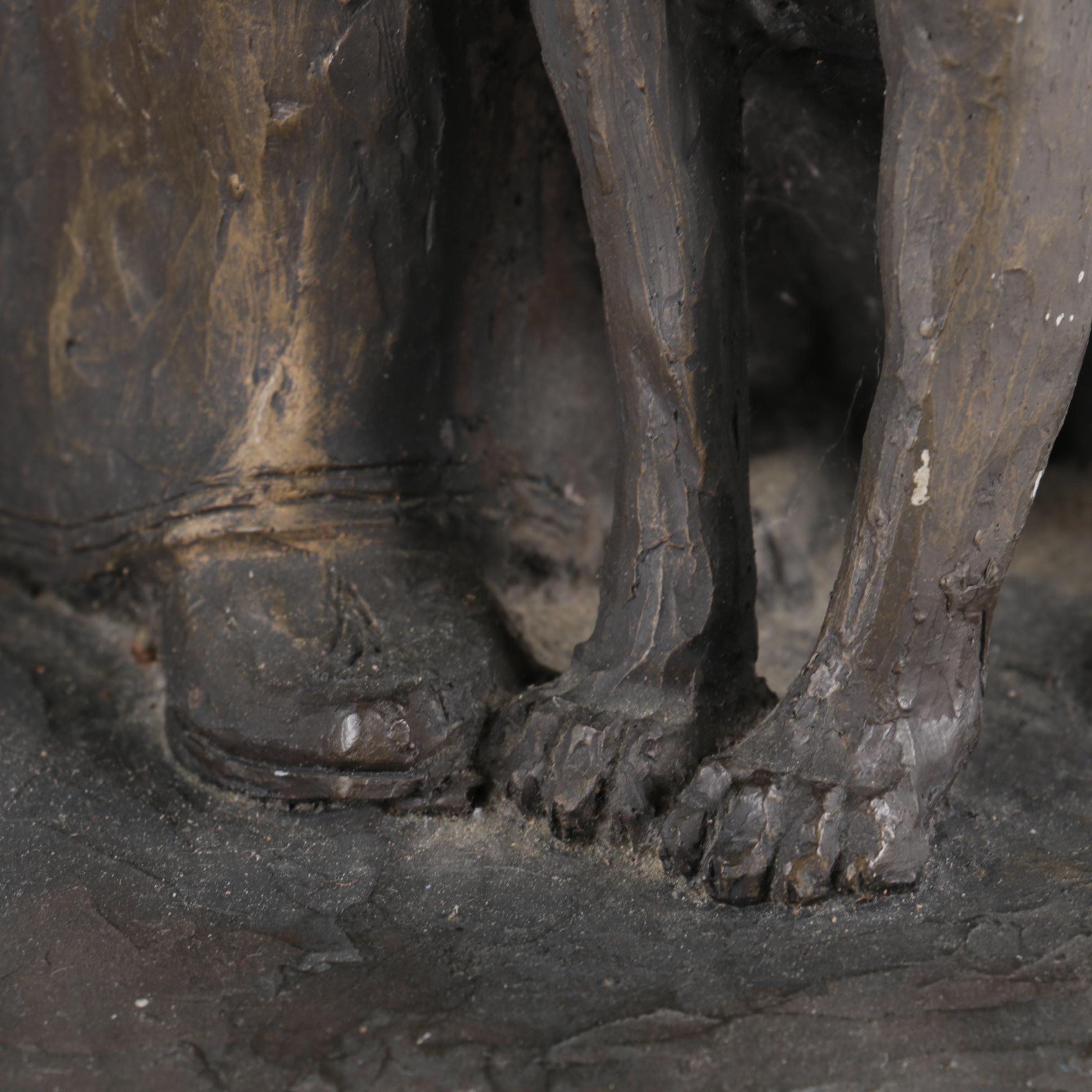 Largo Painted Ceramic Sculpture of Cowboy and Dog