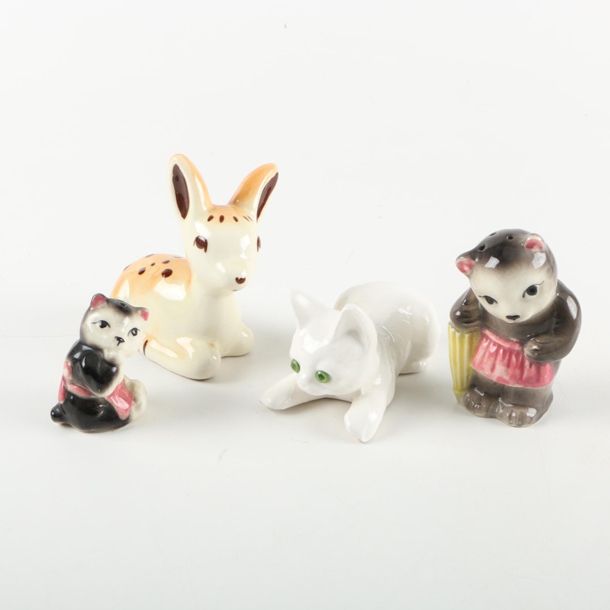 Japanese Panda Bear Shakers with Animal Figurines