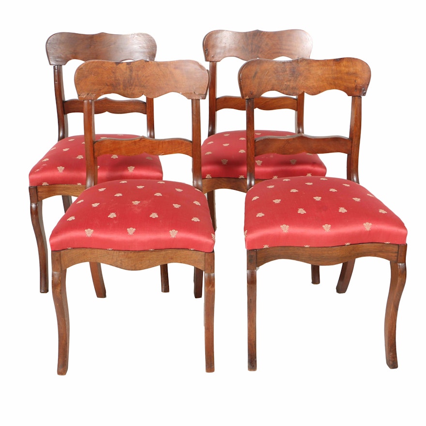 Antique American Classical Walnut Side Chairs, Circa 1815-1840