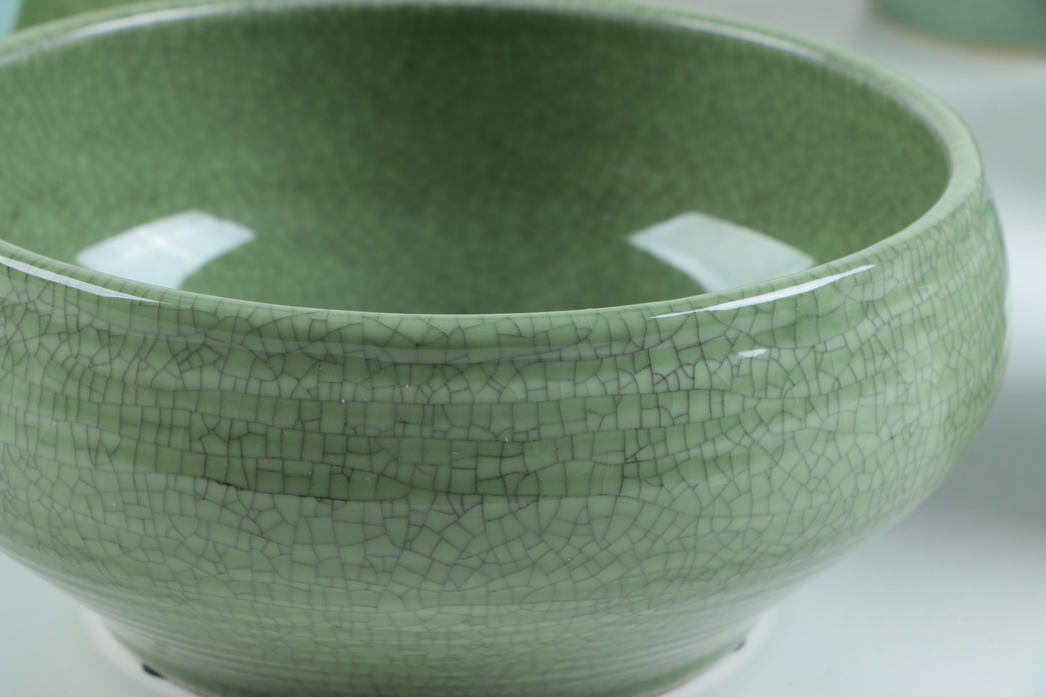 Assorted Green Art Pottery Planters