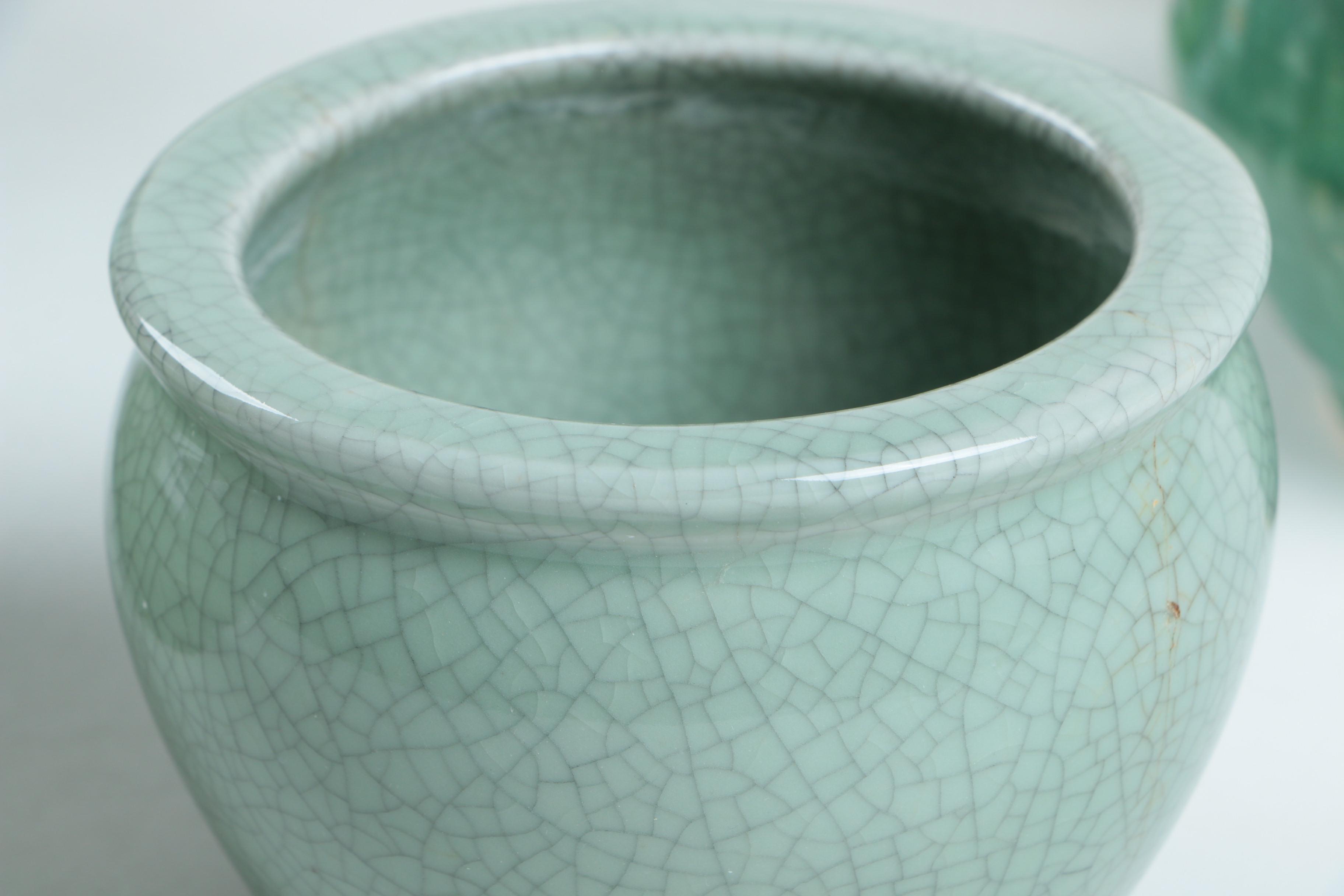 Assorted Green Art Pottery Planters