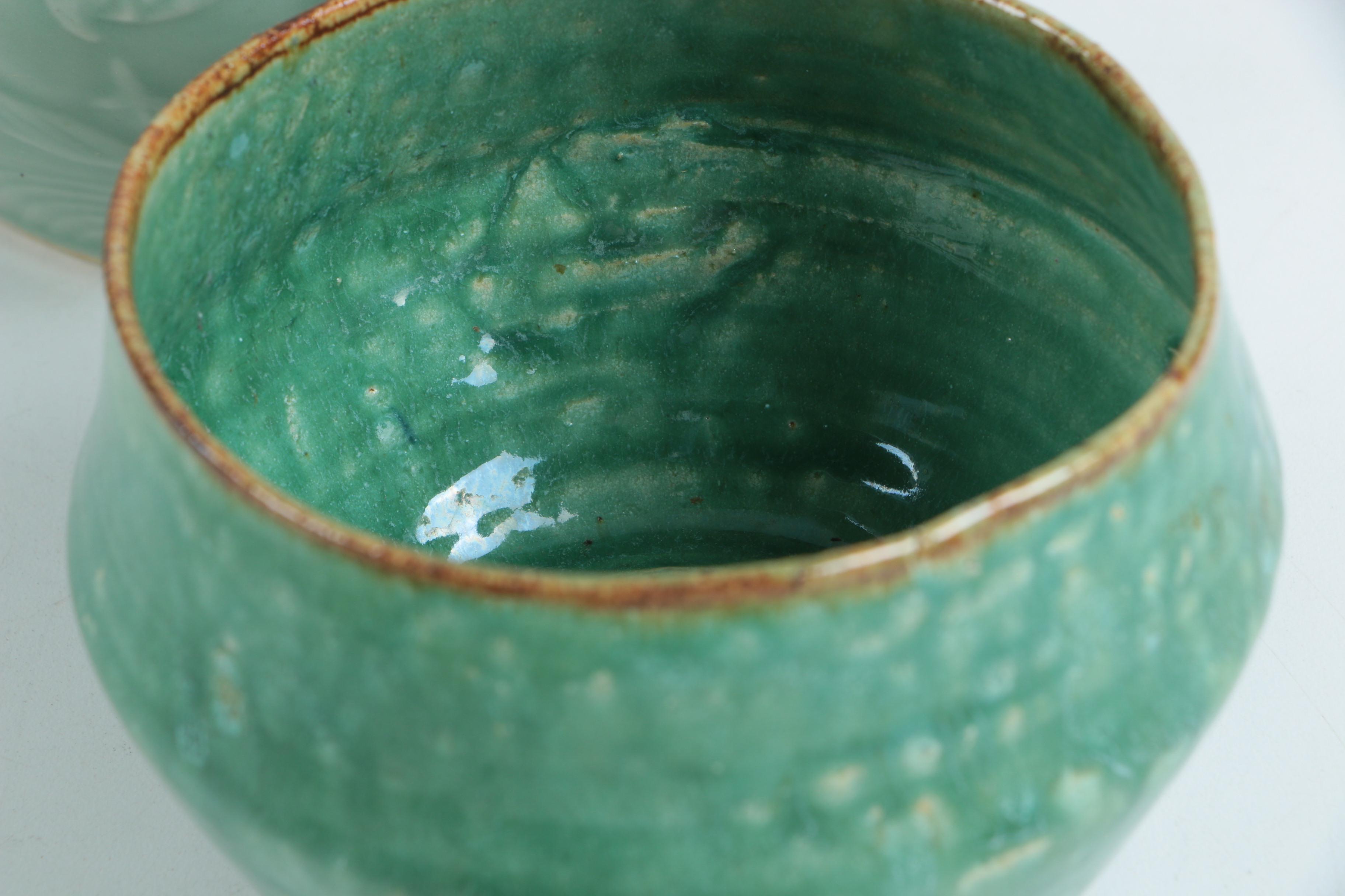 Assorted Green Art Pottery Planters