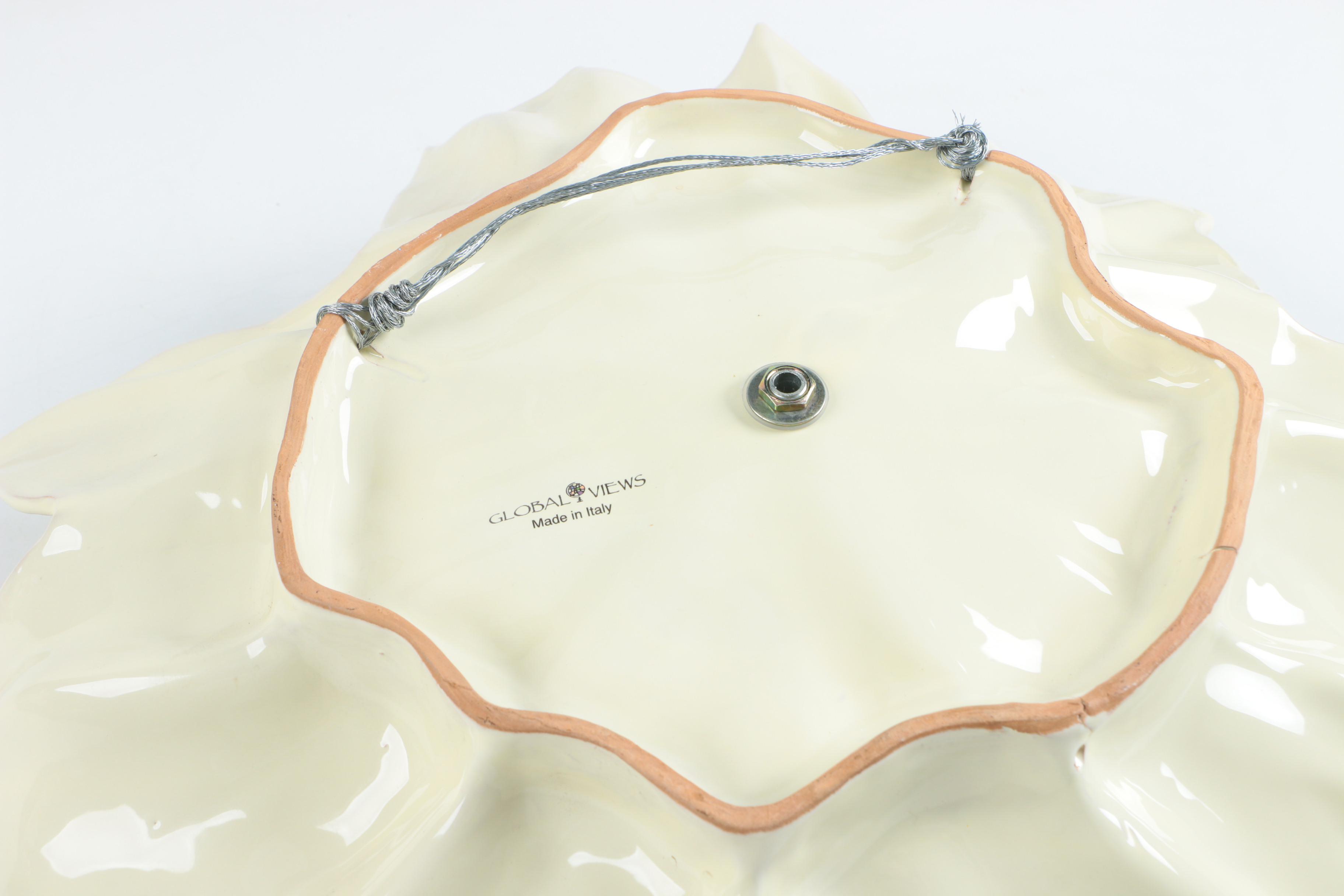 Italian Ceramic Magnolia Flower Wall Sculpture