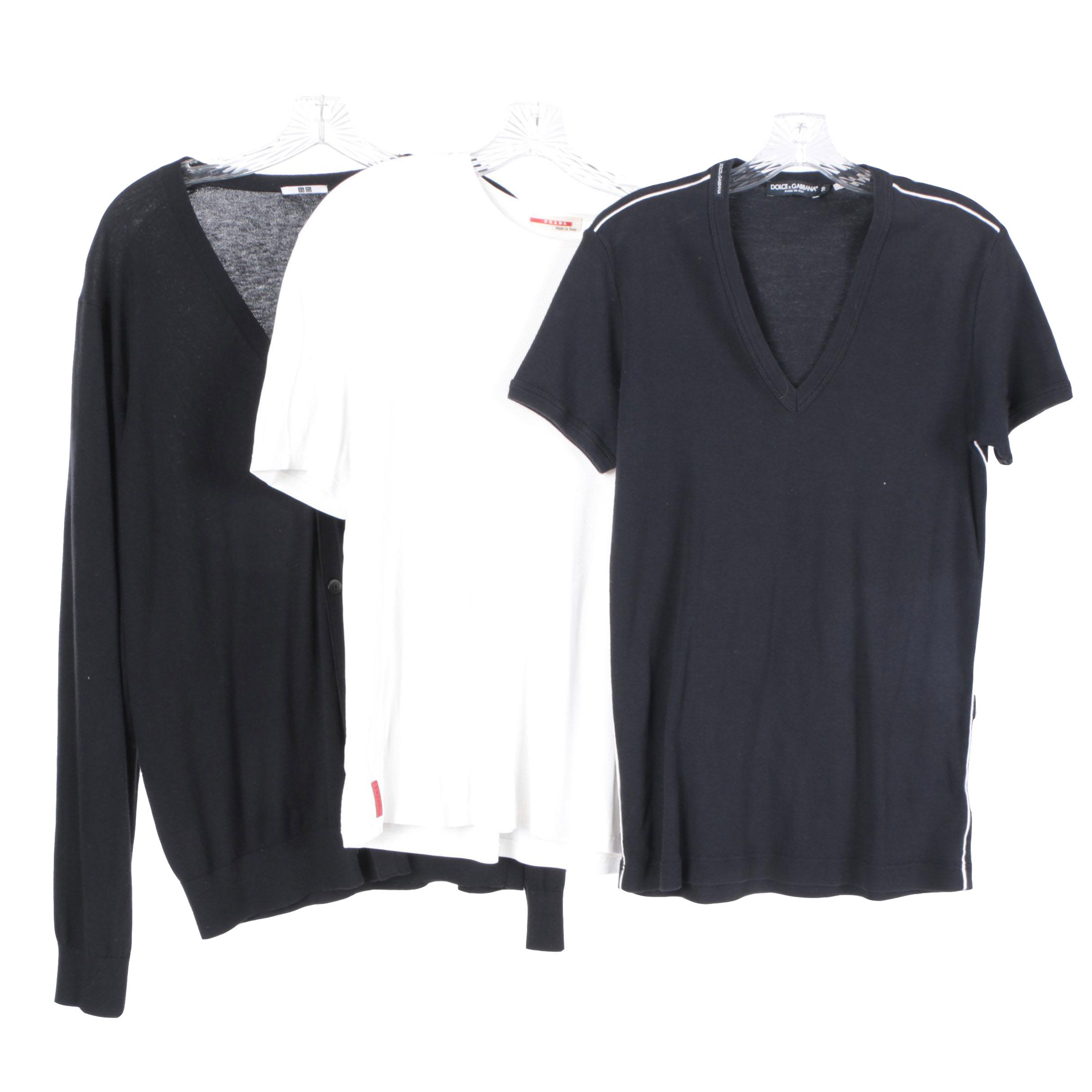 Men's Cardigan and T-Shirts Featuring Dolce & Gabbana and Prada