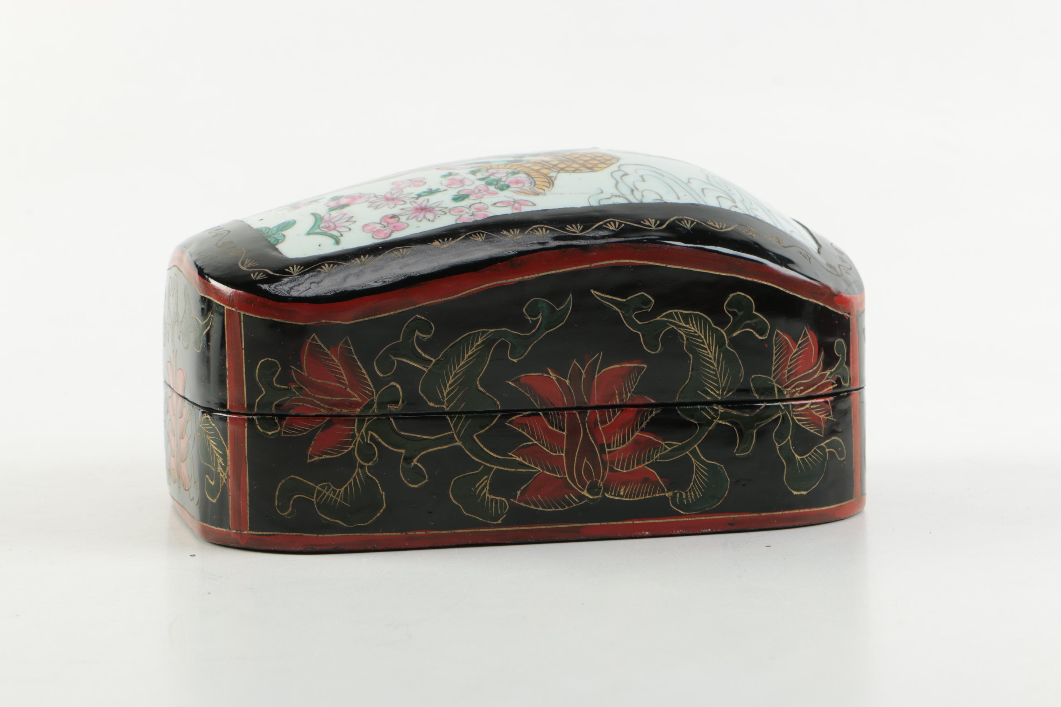 Pair of Asian Influenced Lacquered Trinket Boxes