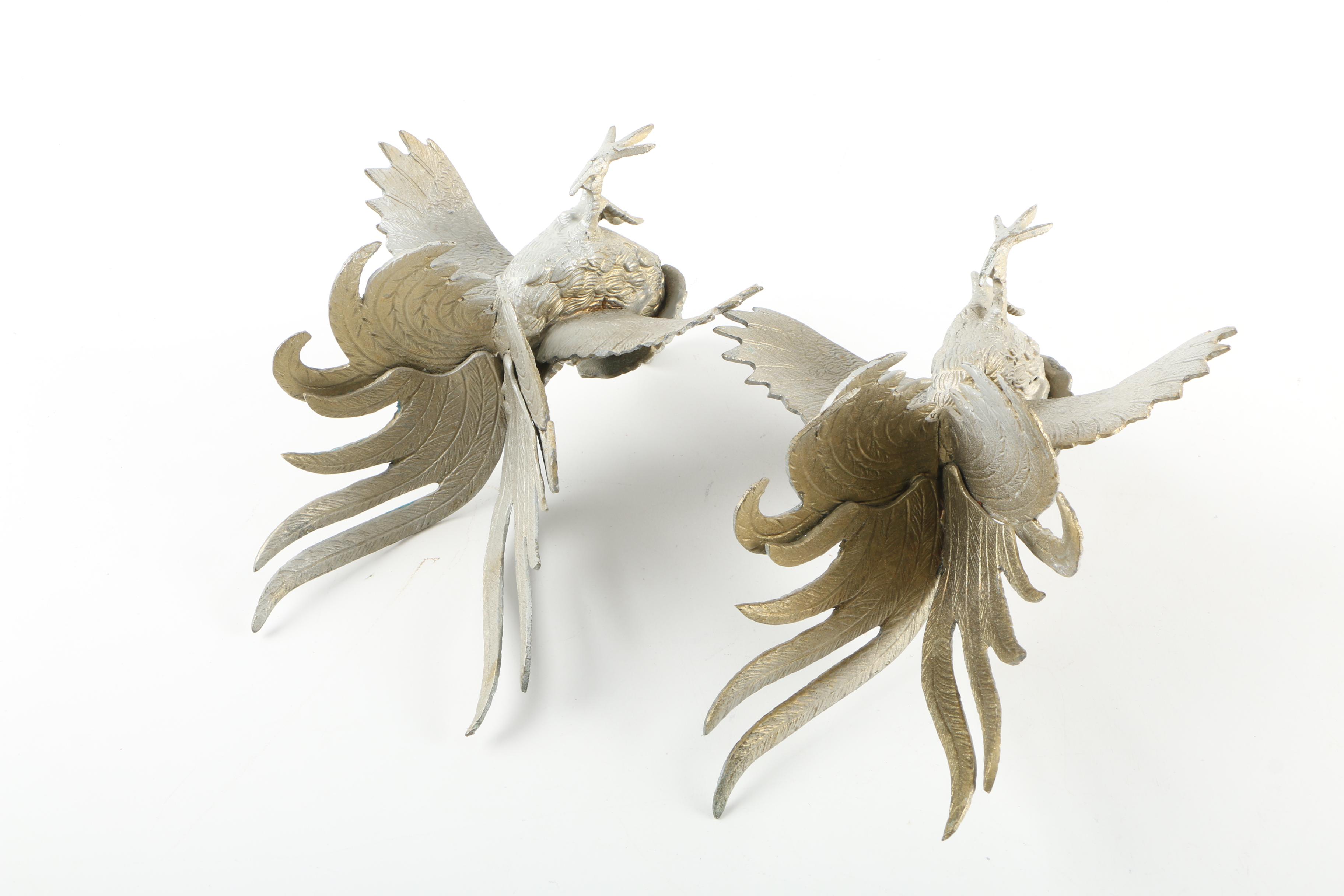 Embellished Brass Roosters