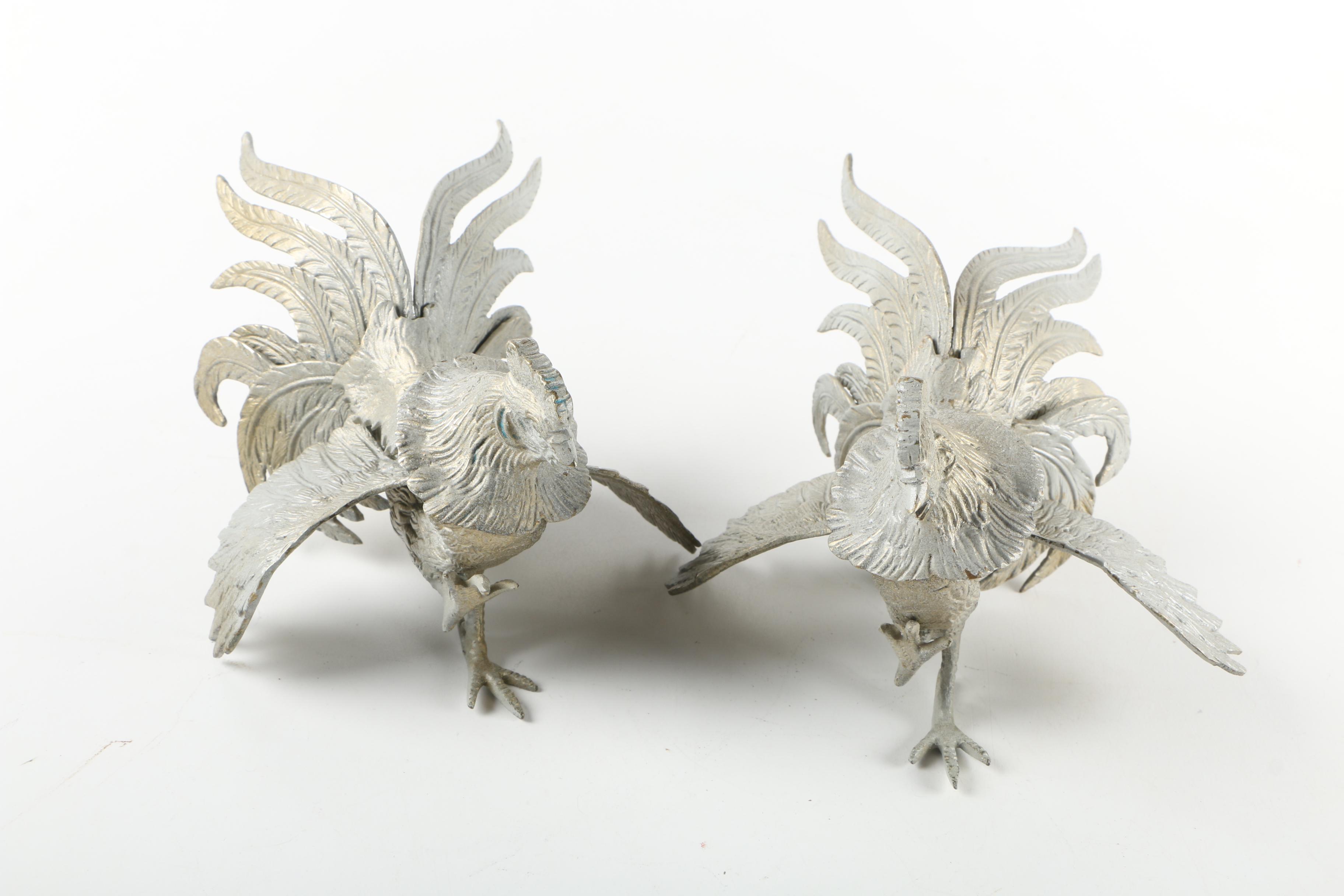 Embellished Brass Roosters