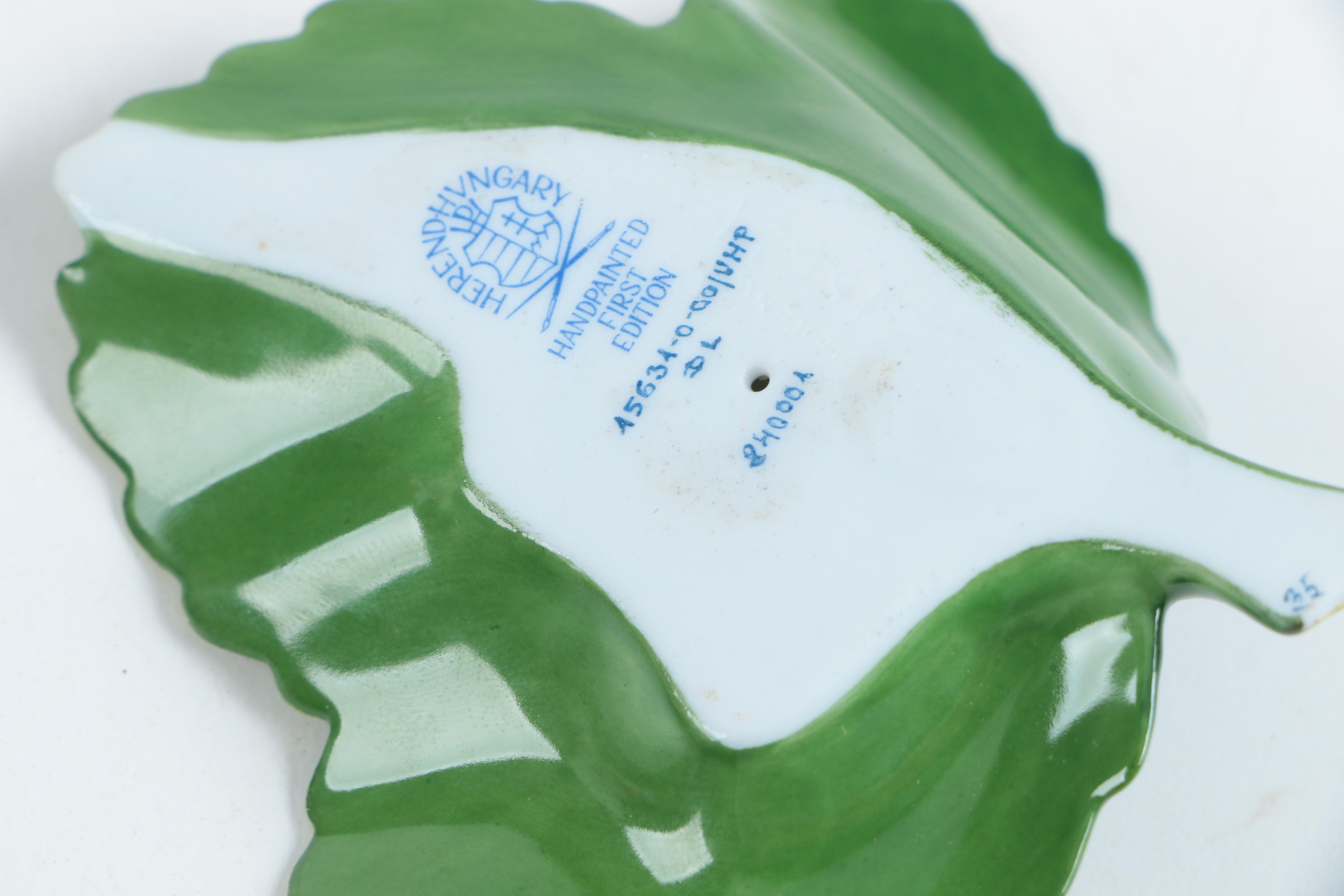 Herend Ladybug and Leaf Figurine