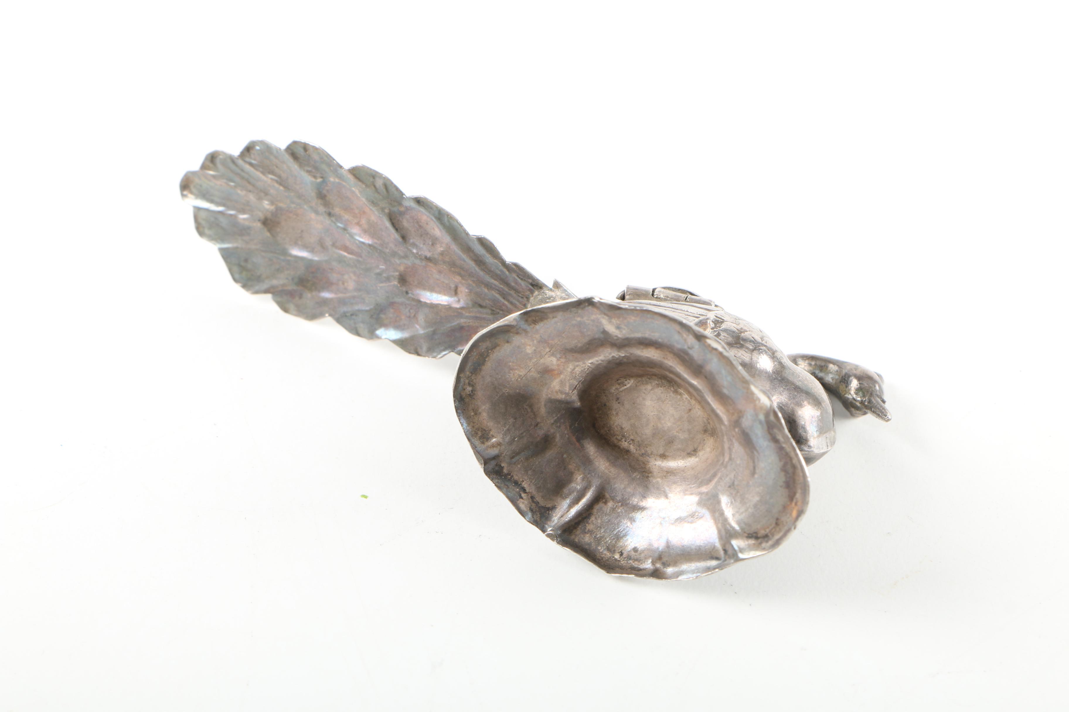 Vintage Pewter Pheasant Inkwell