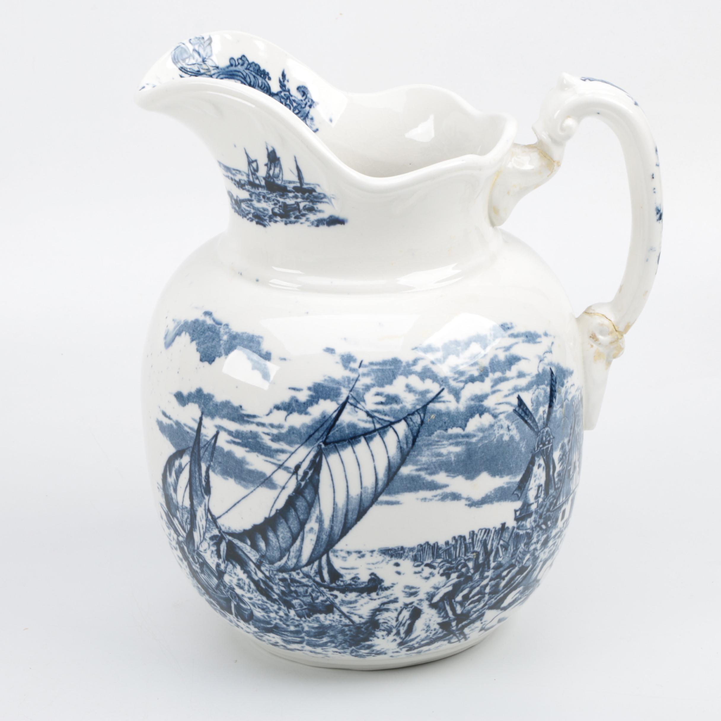 Vintage Maddocks Lamberton Works Porcelain Pitcher and Wash Bowl