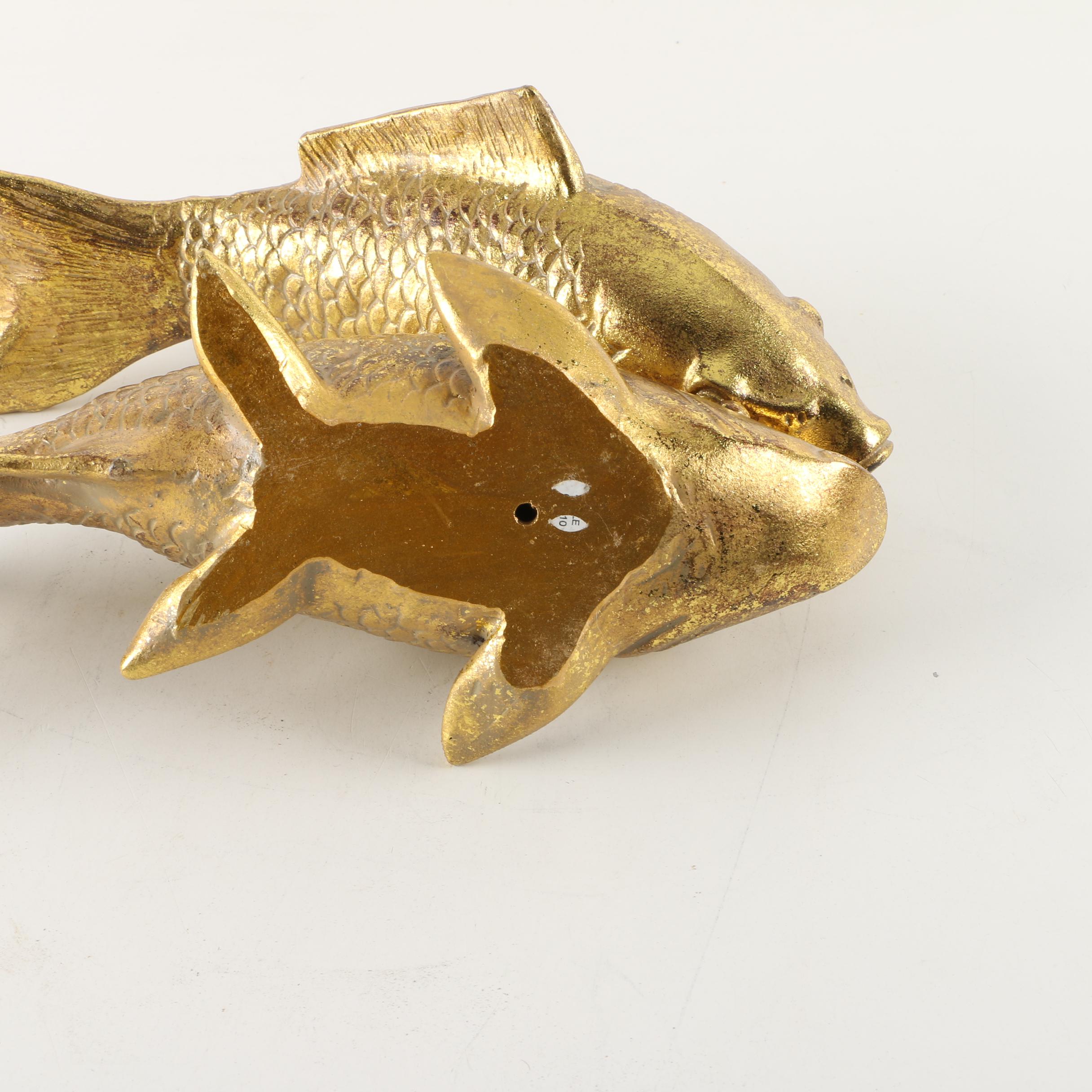 Two Gilt Metal-Leafed Koi Fish