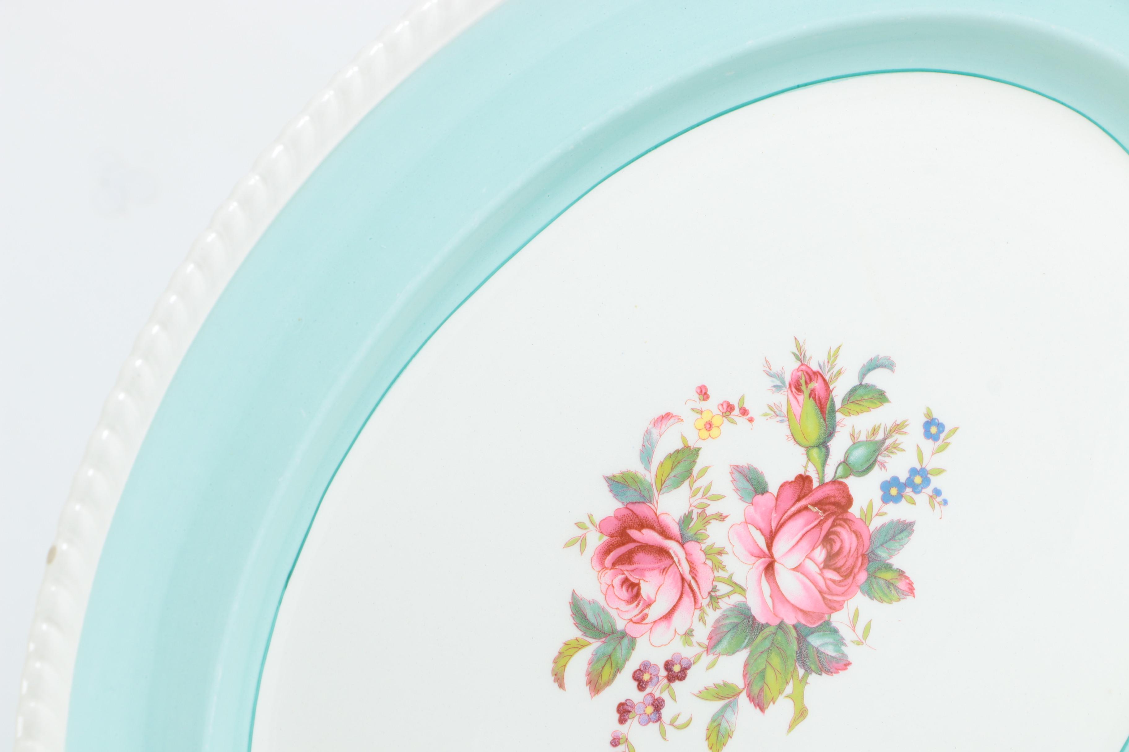 Vintage Johnson Brothers Windsor Ware Aqua and Floral Dinnerware