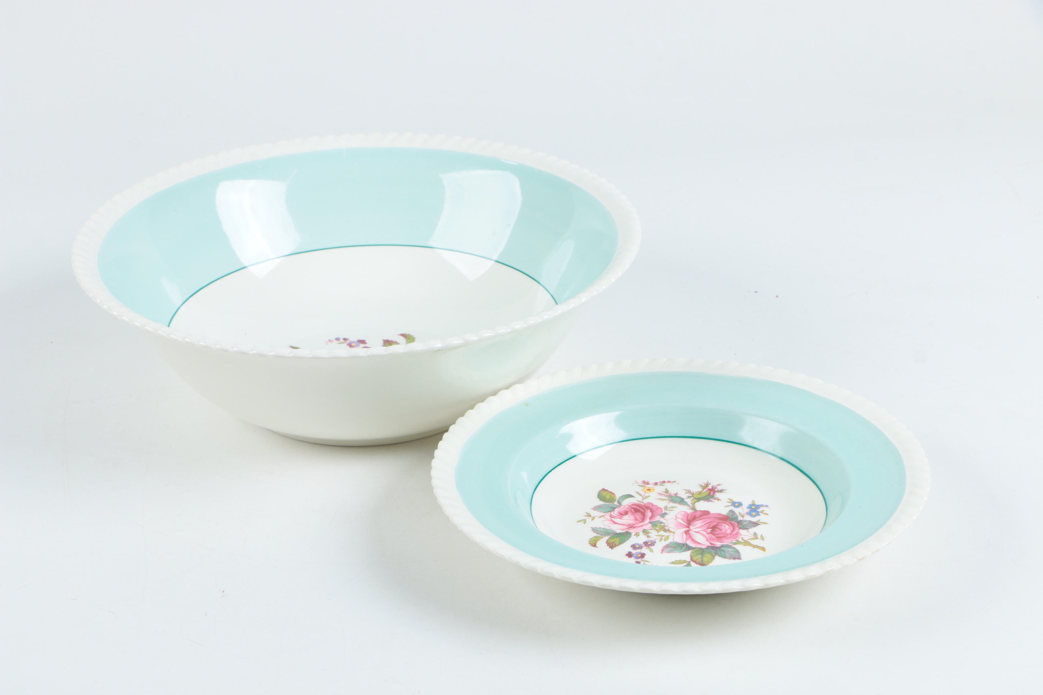 Vintage Johnson Brothers Windsor Ware Aqua and Floral Dinnerware