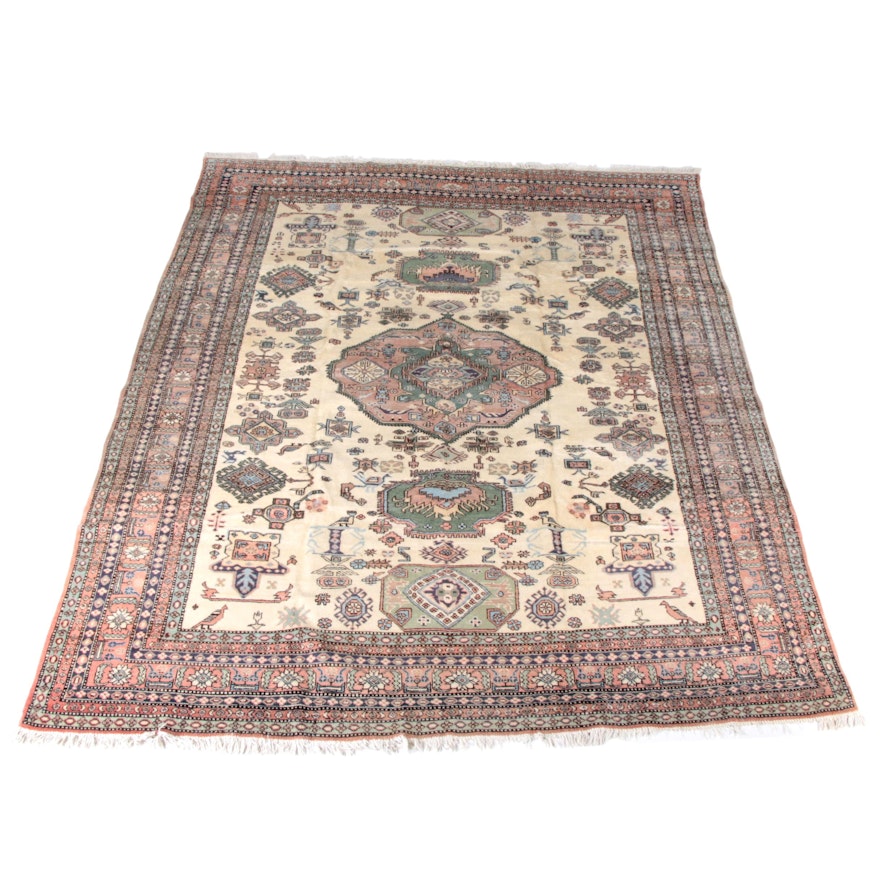Large Hand-Knotted Central Asian Area Rug