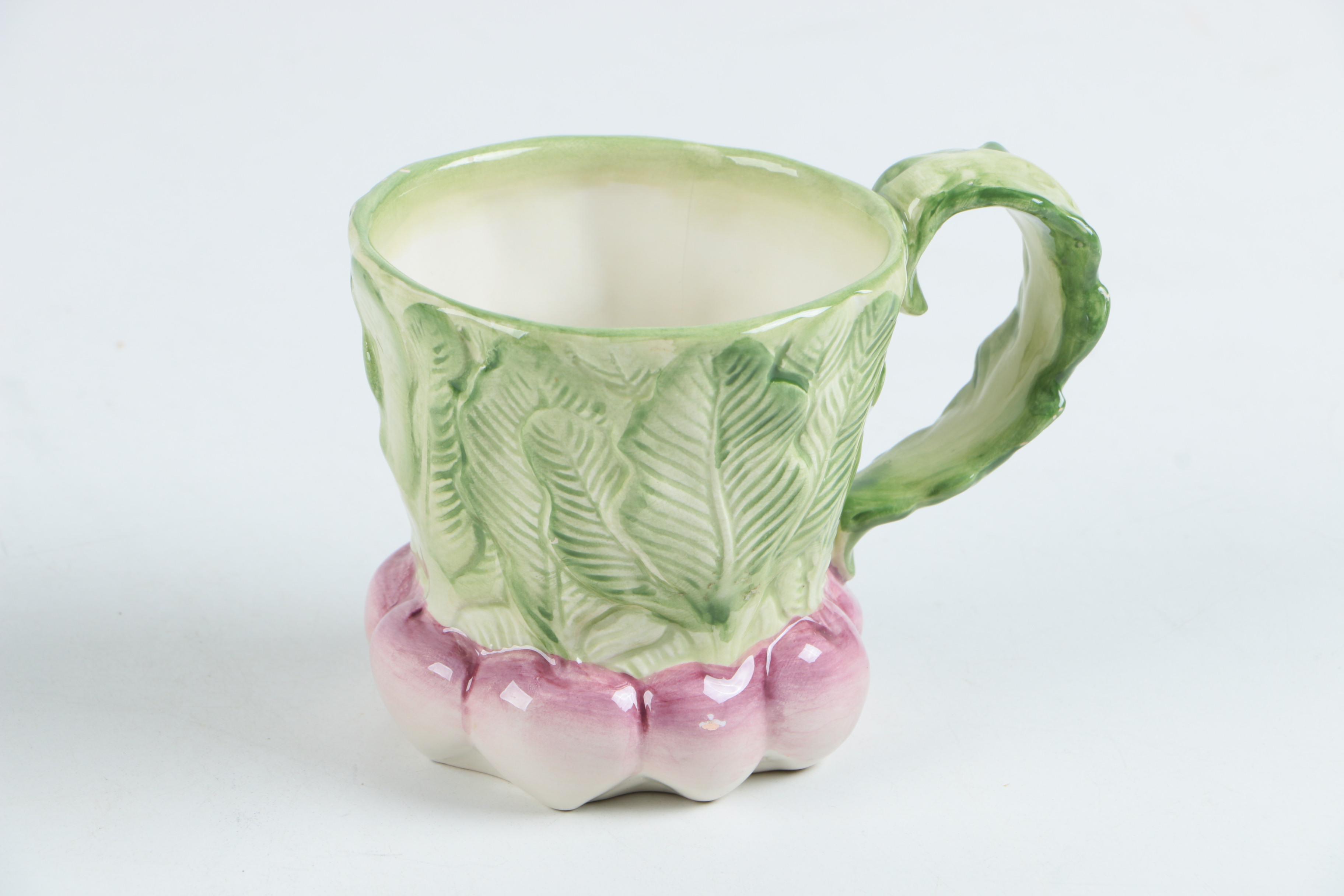 Figural Serveware with a Vegetable Motif Including Fitz and Floyd