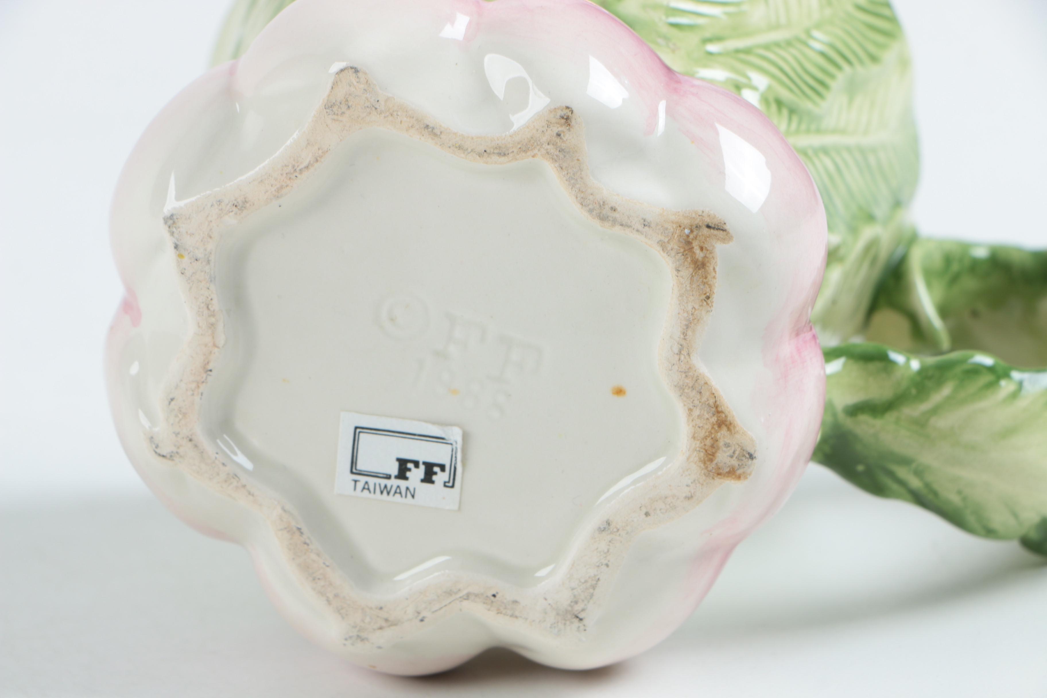 Figural Serveware with a Vegetable Motif Including Fitz and Floyd