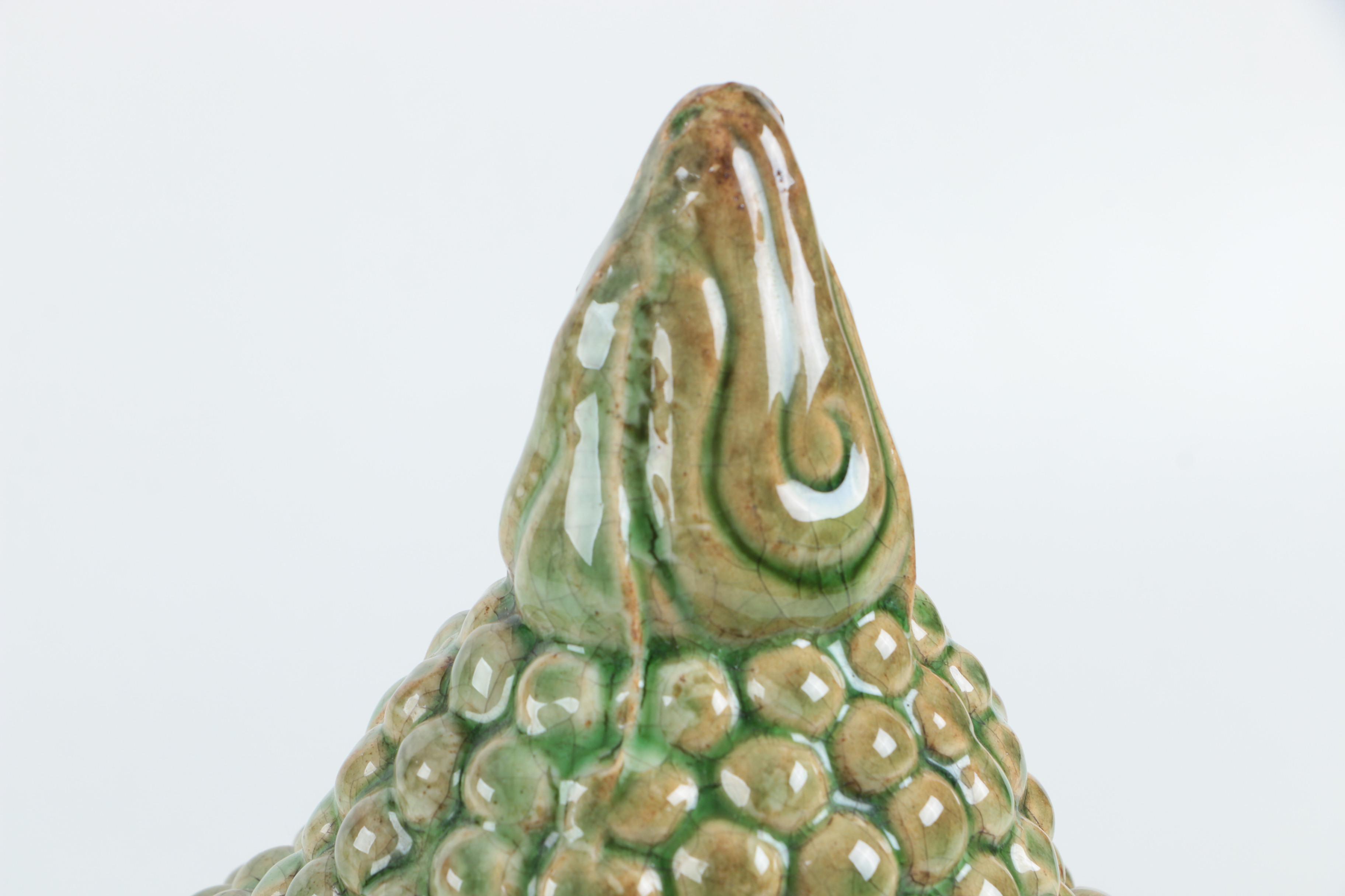 Chinese Buddha Head Statue with Green Glaze