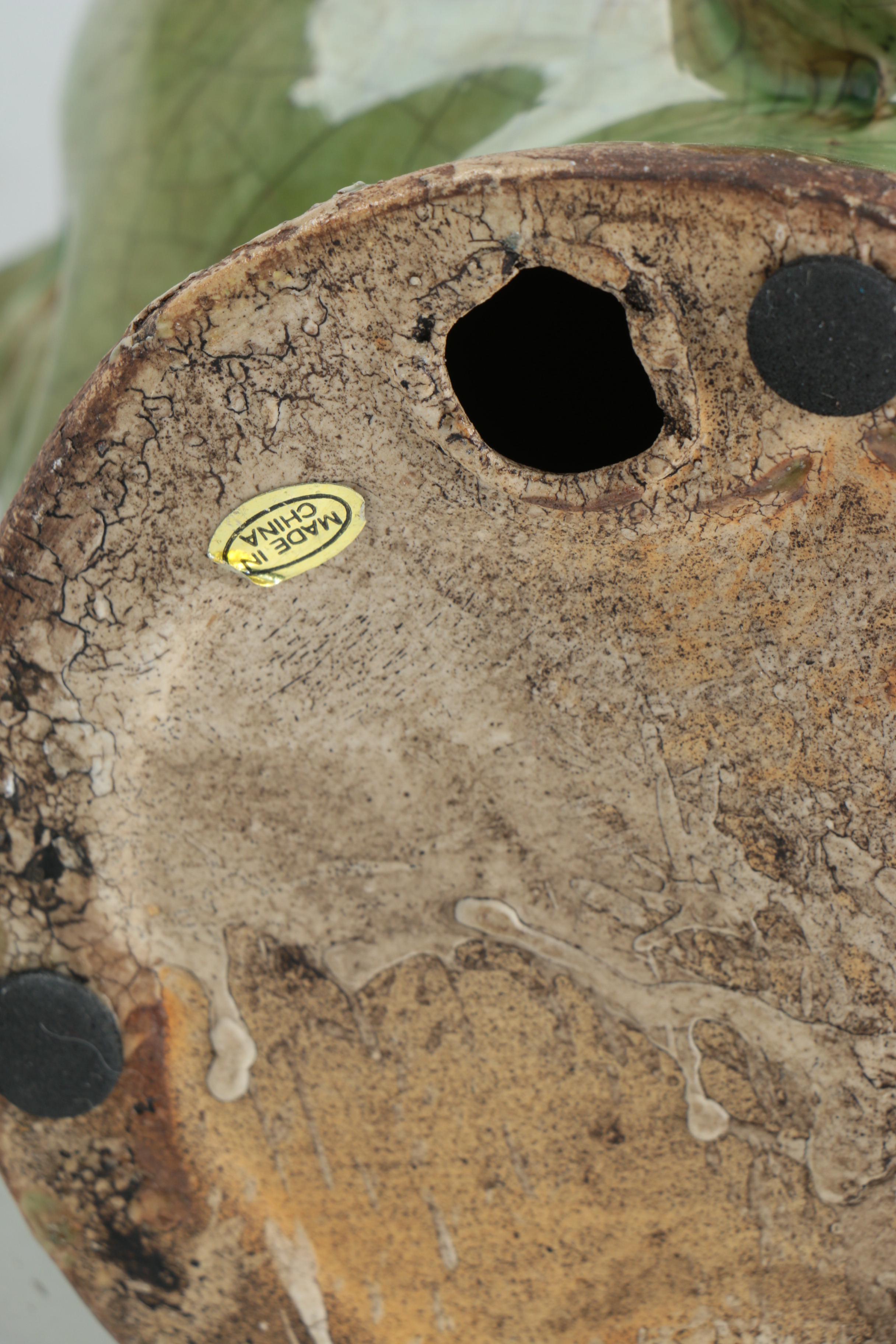 Chinese Buddha Head Statue with Green Glaze