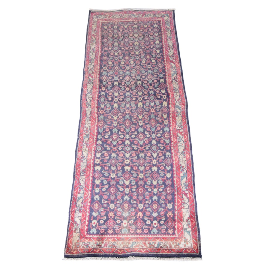 Hand-Knotted Persian Hamadan Wool Carpet Runner